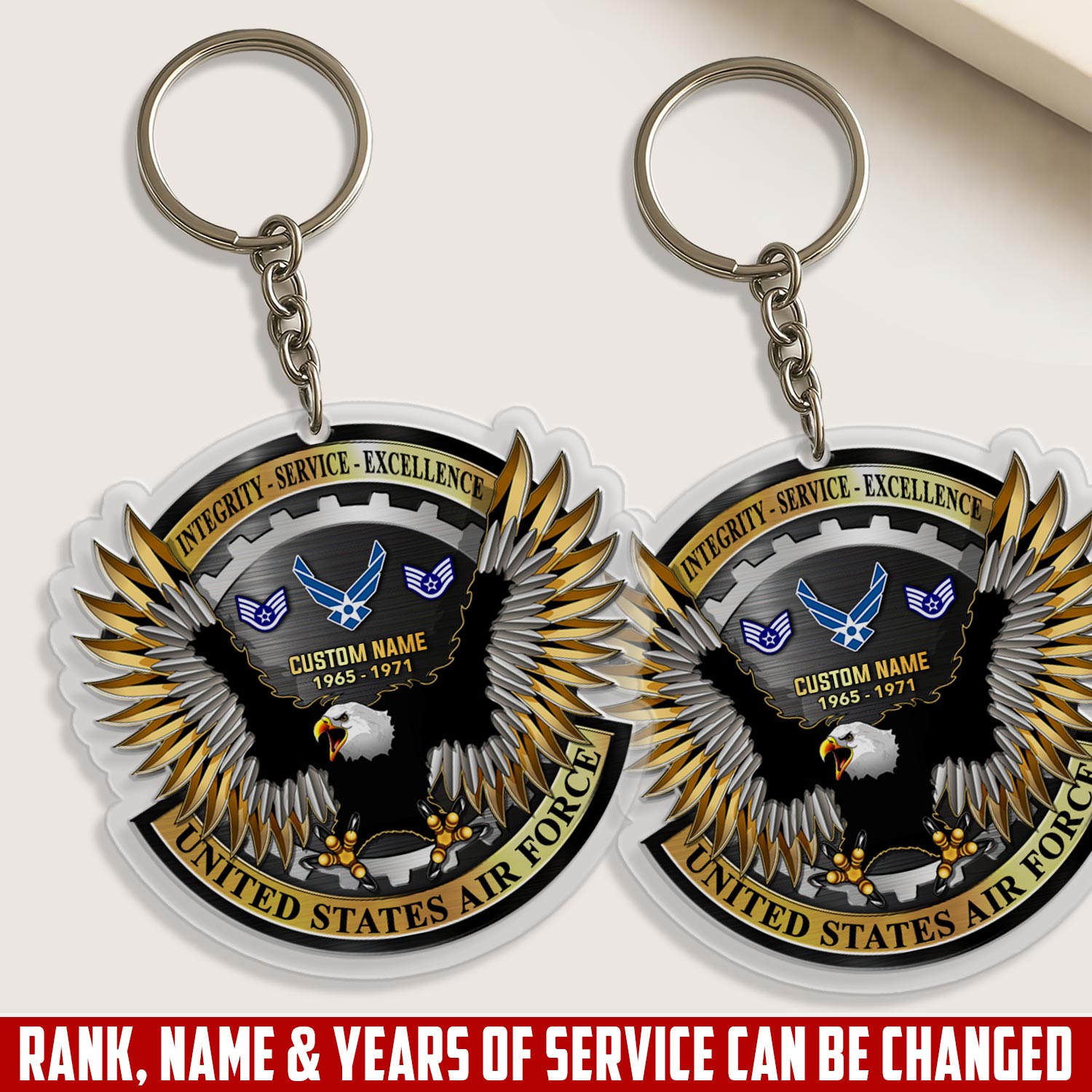 US Air Force, E 4 Air Force Sergeant - Acrylic Keychain