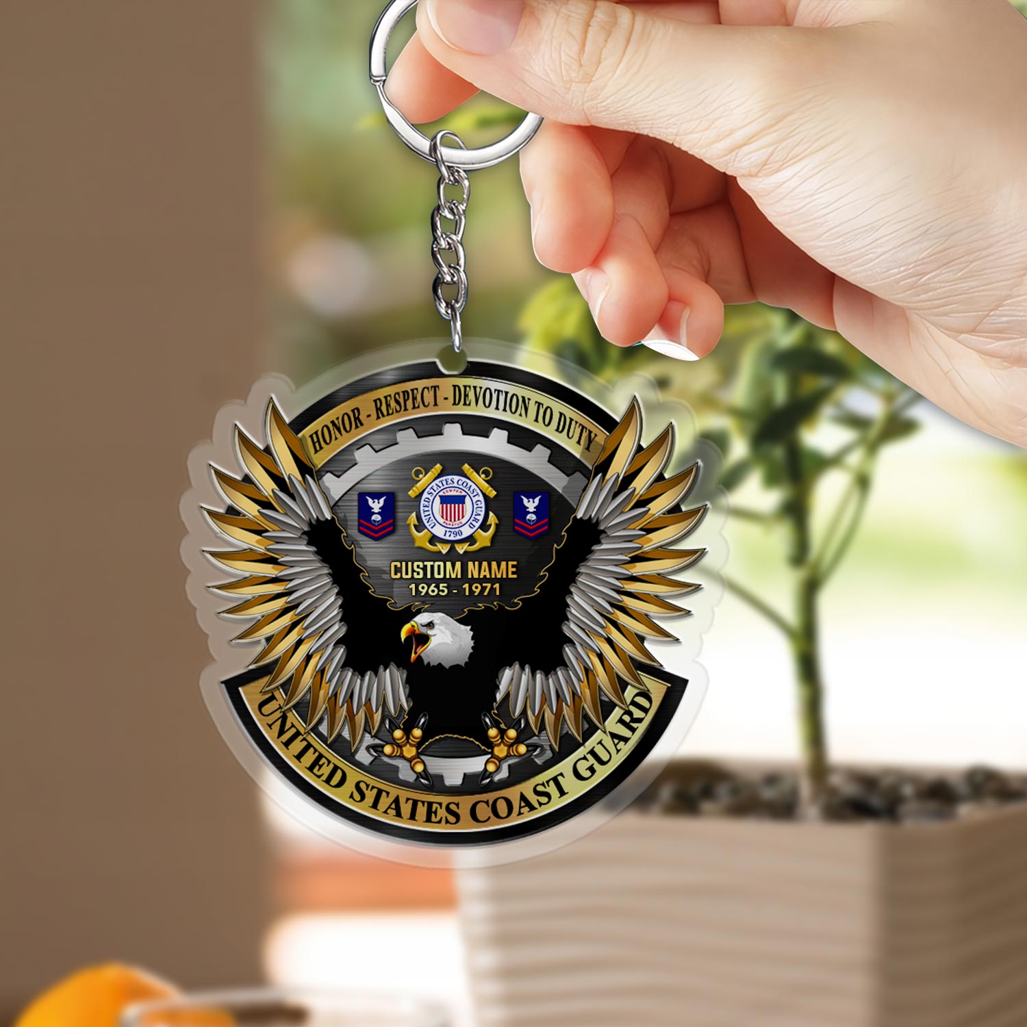 US Coast Guard, No One Fights Alone - Acrylic Keychain - Image 2