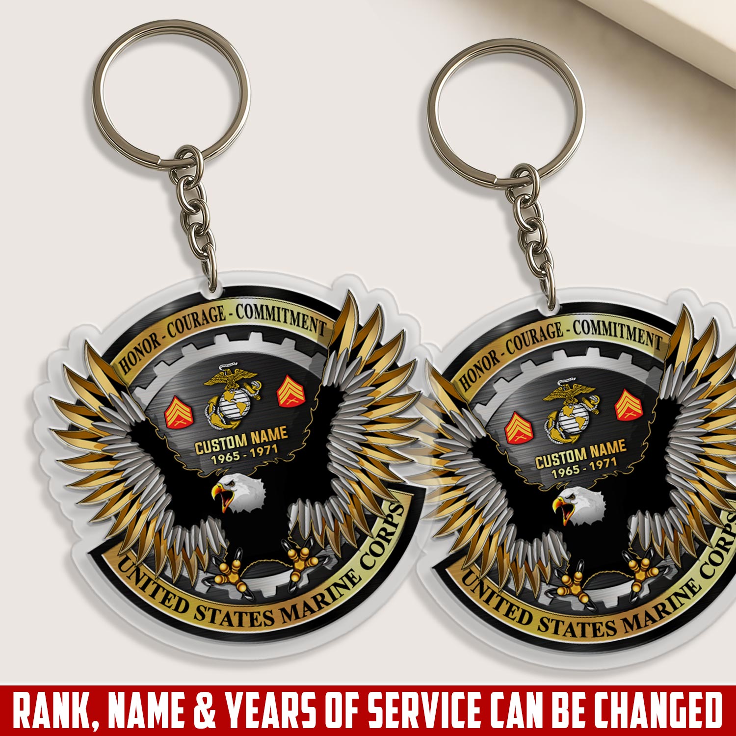 US Marine Corps, E 8 Marines First Sergeant - Acrylic Keychain