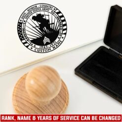 US Army, E 5 Army Sergeant - Personalized Military Round Wooden Stamp