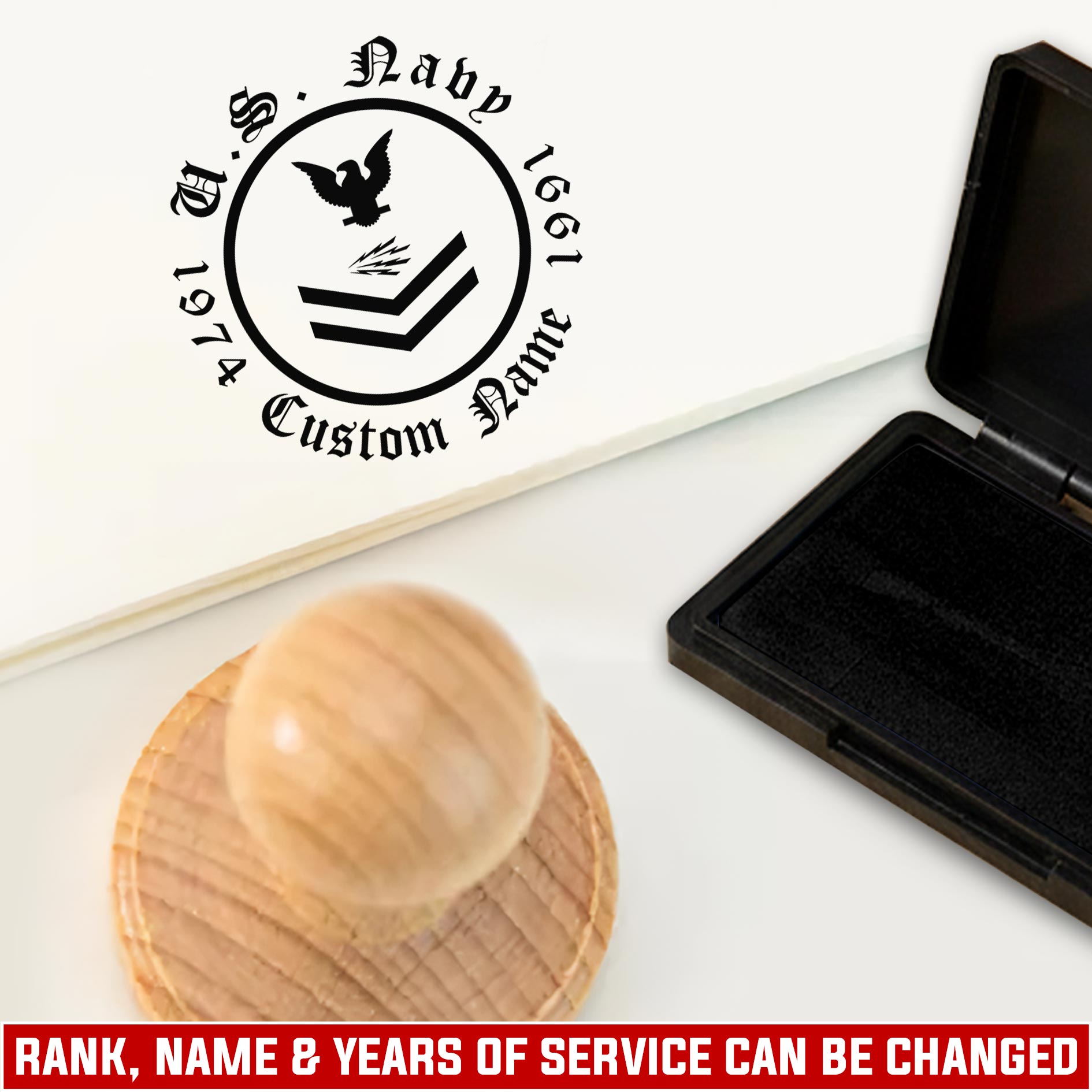 US Navy, Life And Pride - Personalized Military Round Wooden Stamp
