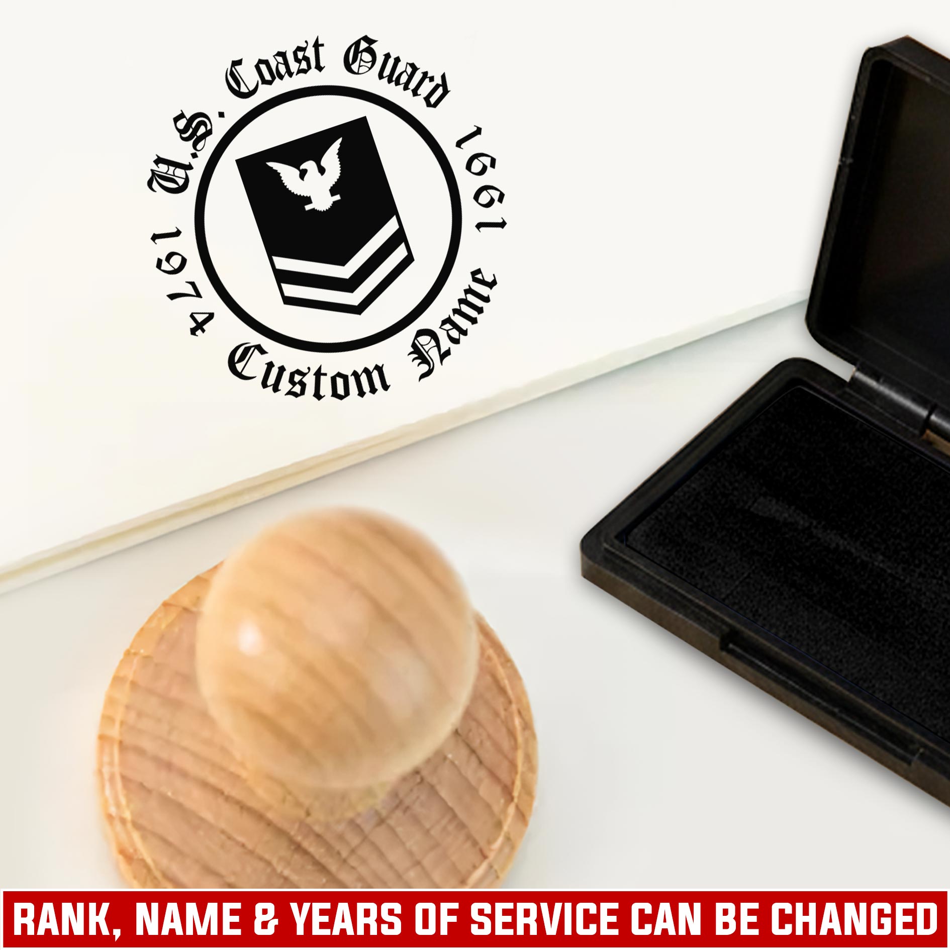 US Coast Guard, American By Birth, Veteran By Choice - Personalized Military Round Wooden Stamp