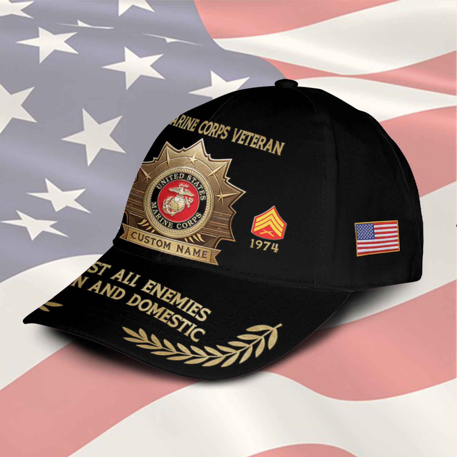 US Marine Corps, American By Birth, Veteran By Choice - Classic Cap - Image 2
