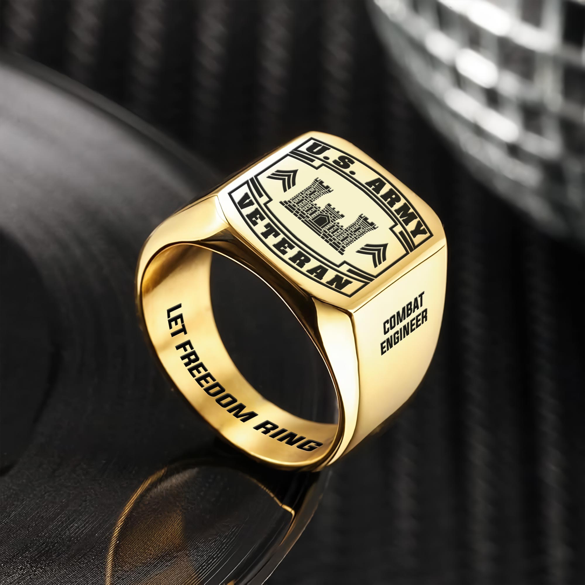 Army Branch, Remember - Honor - Respect - Engraved Men's Ring - Image 2