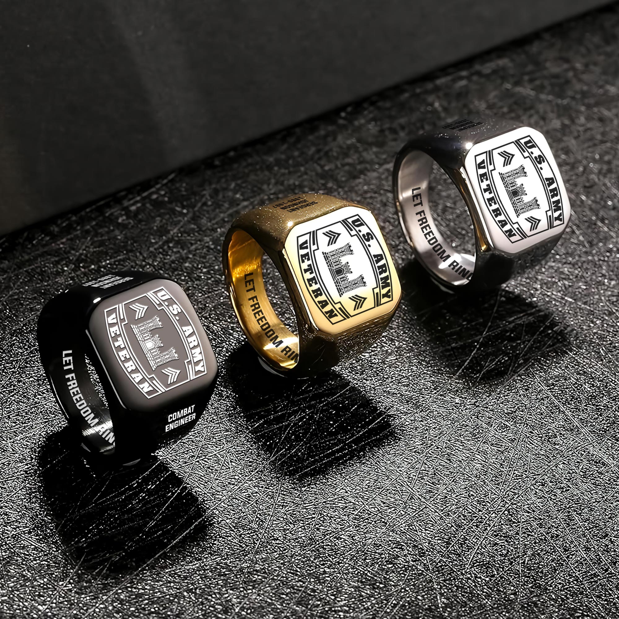 Army Branch, Remember - Honor - Respect - Engraved Men's Ring - Image 7