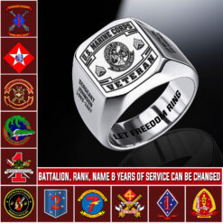Marine Battalion, E 2 Marines Private First Class - Engraved Men's Ring
