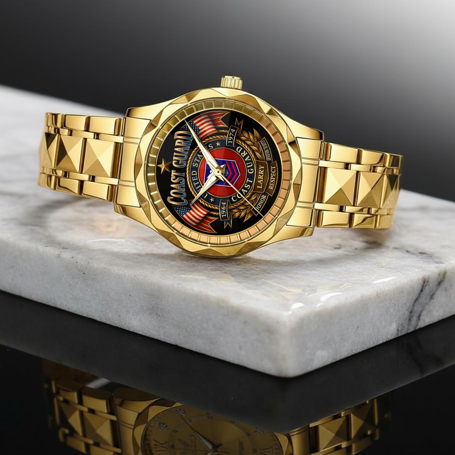 US Coast Guard, Freedom Isn't Free - Diamond-Cut Bezel Watch - Image 2