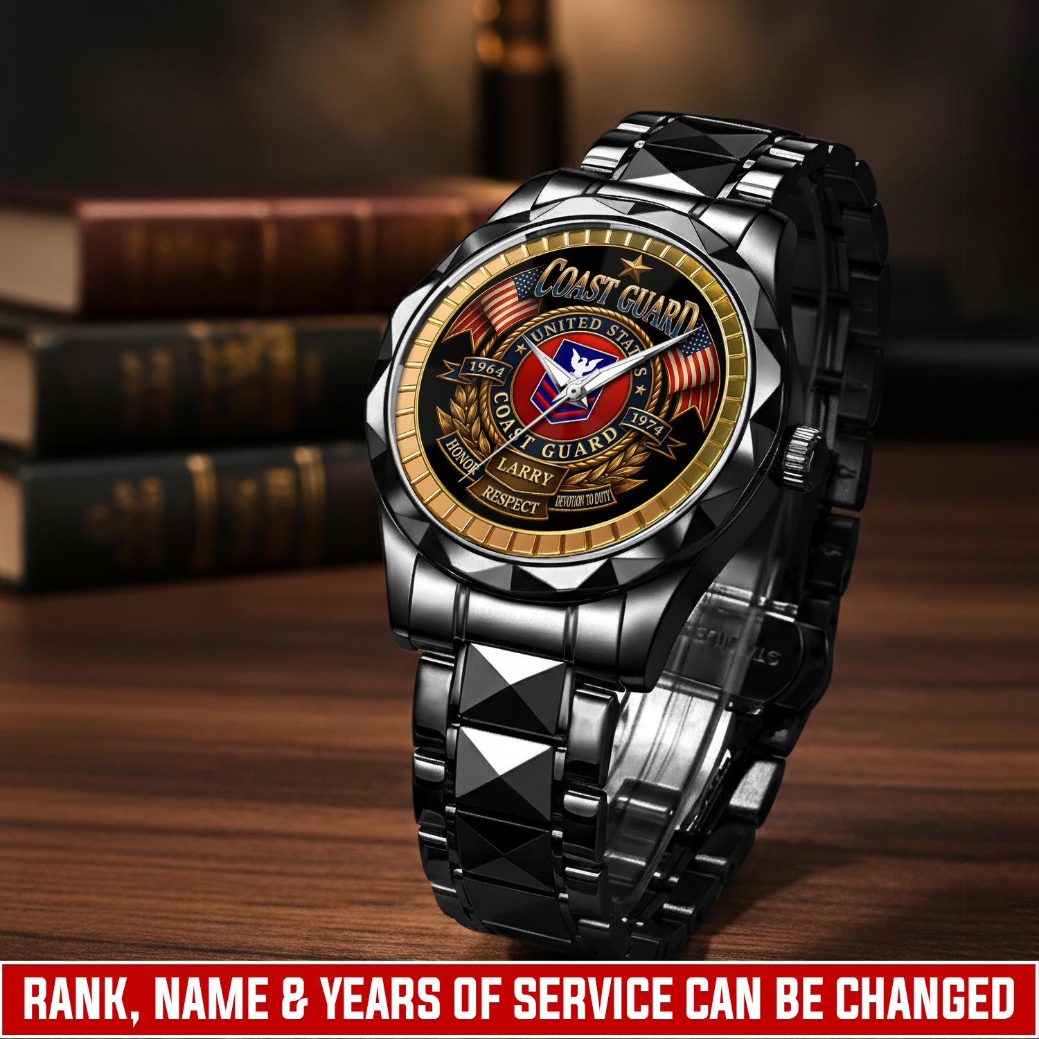 US Coast Guard, Freedom Isn't Free - Diamond-Cut Bezel Watch