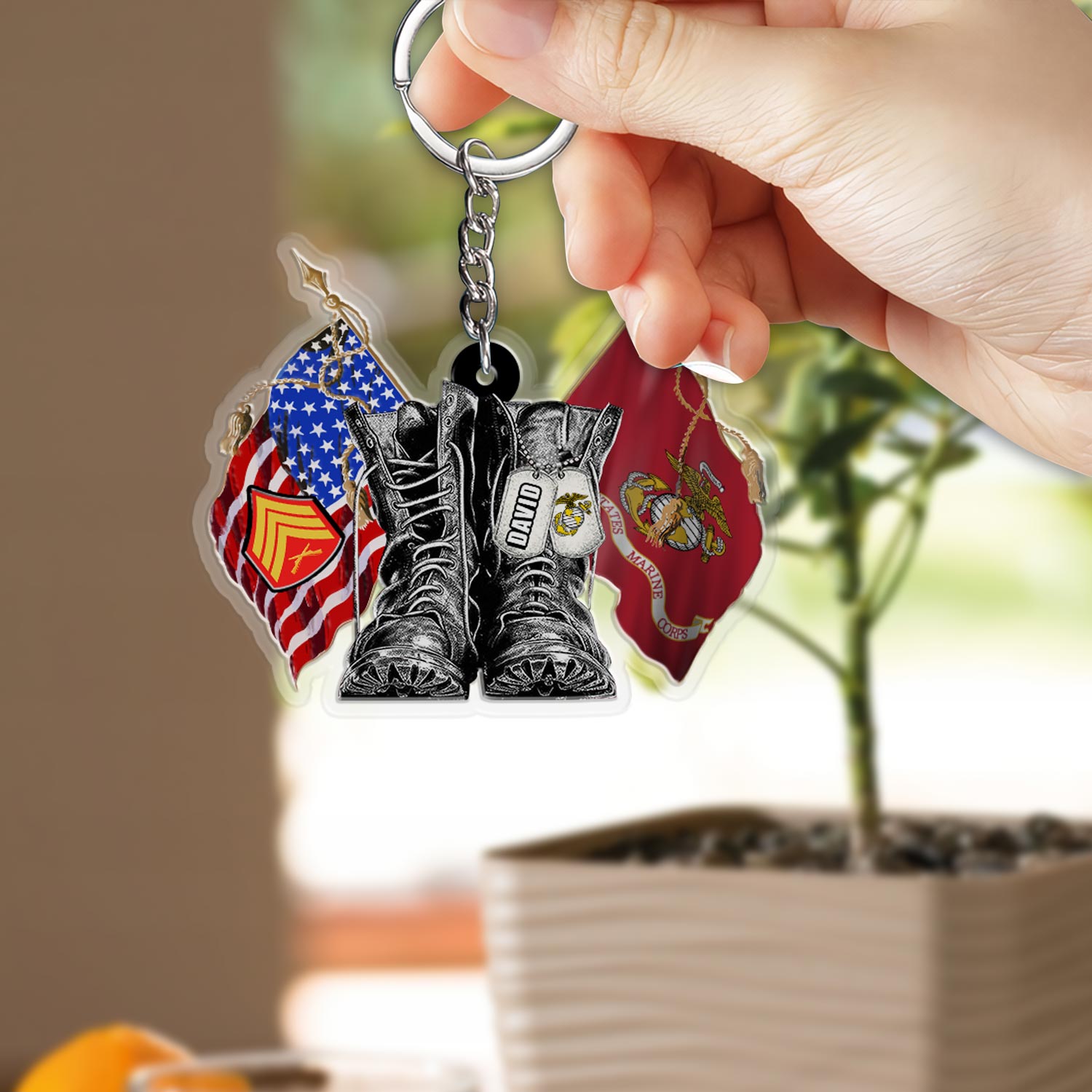US Marine Corps, No One Gets Left Behind - Acrylic Keychain - Image 2
