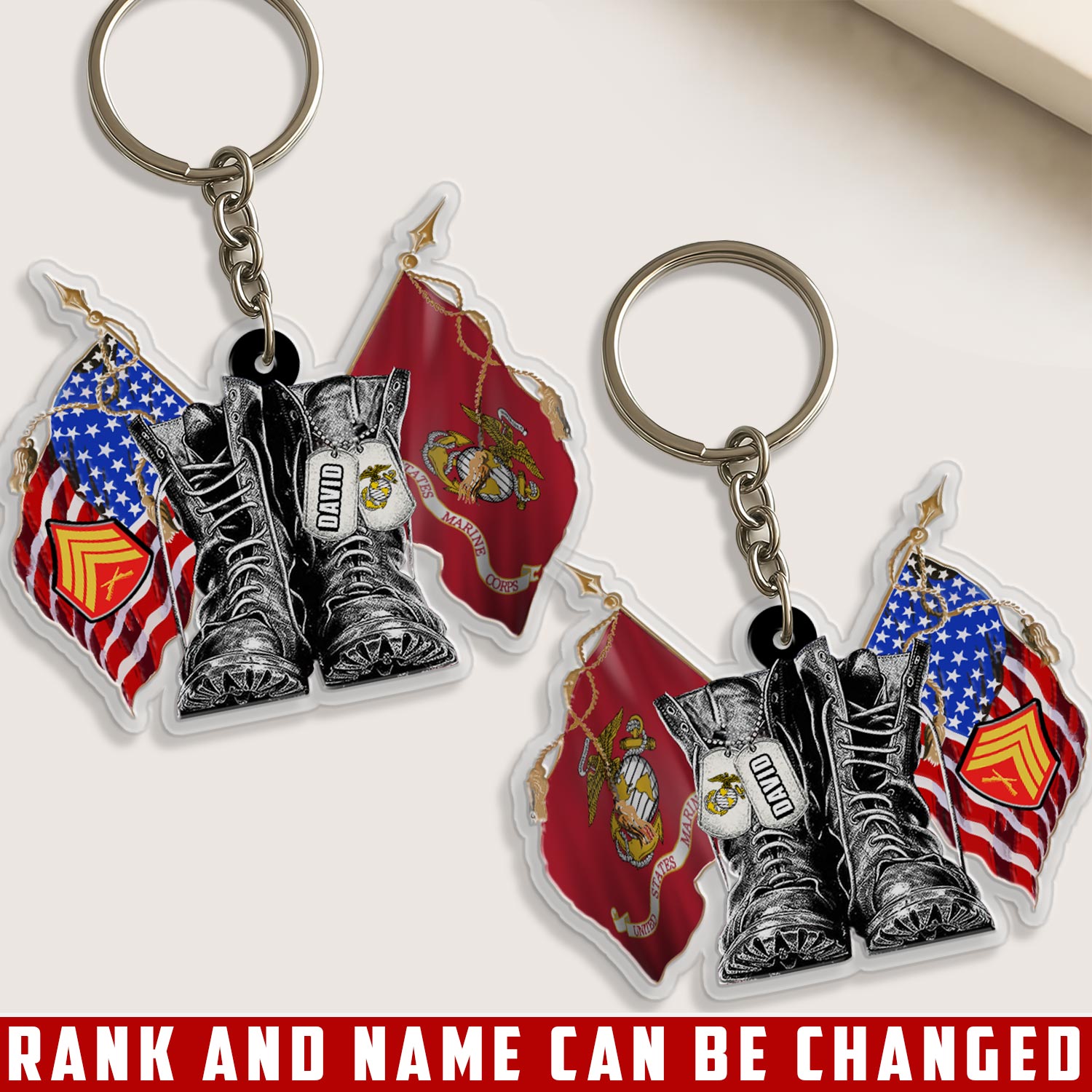 US Marine Corps, No One Gets Left Behind - Acrylic Keychain