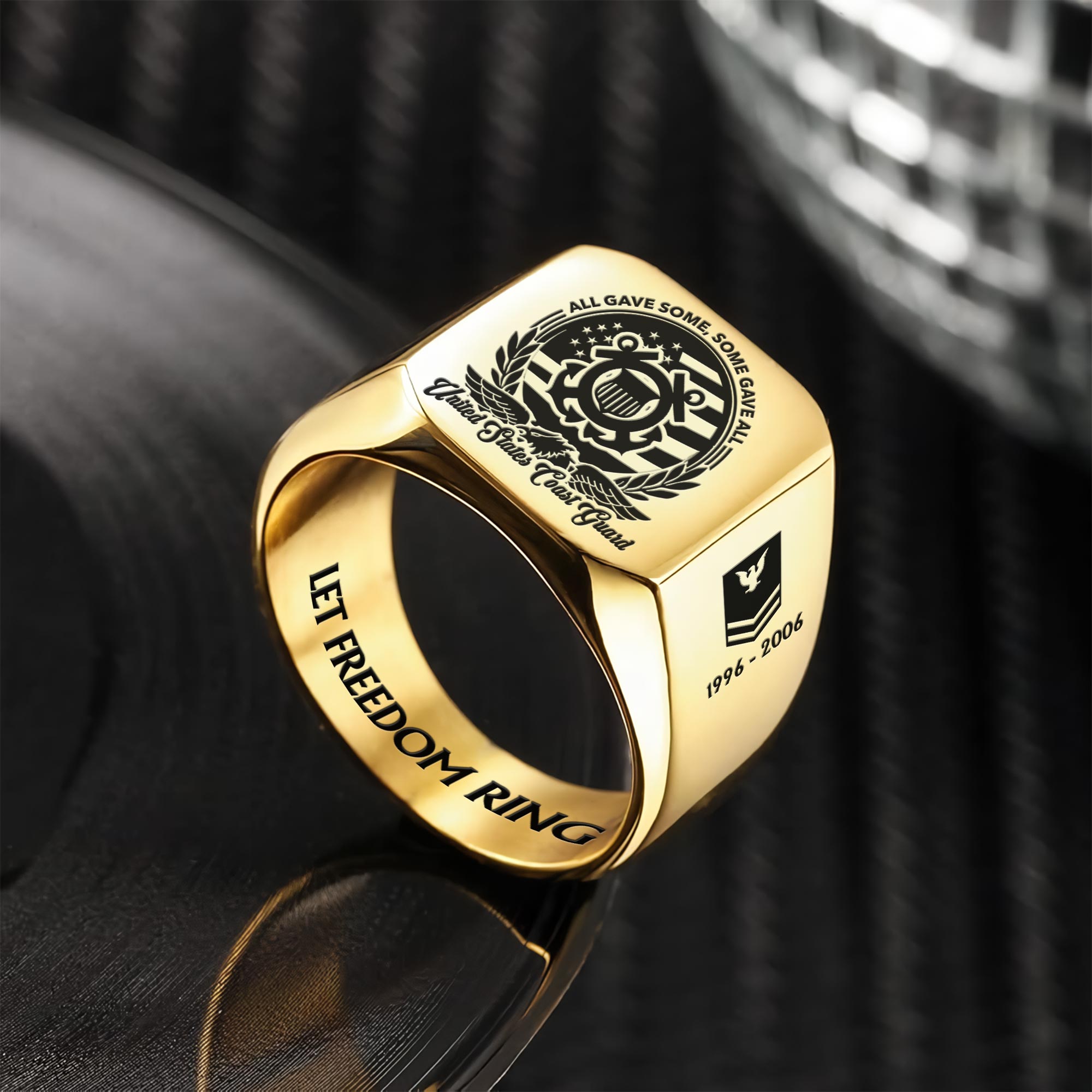 US Coast Guard, No One Gets Left Behind - Engraved Men's Ring - Image 2