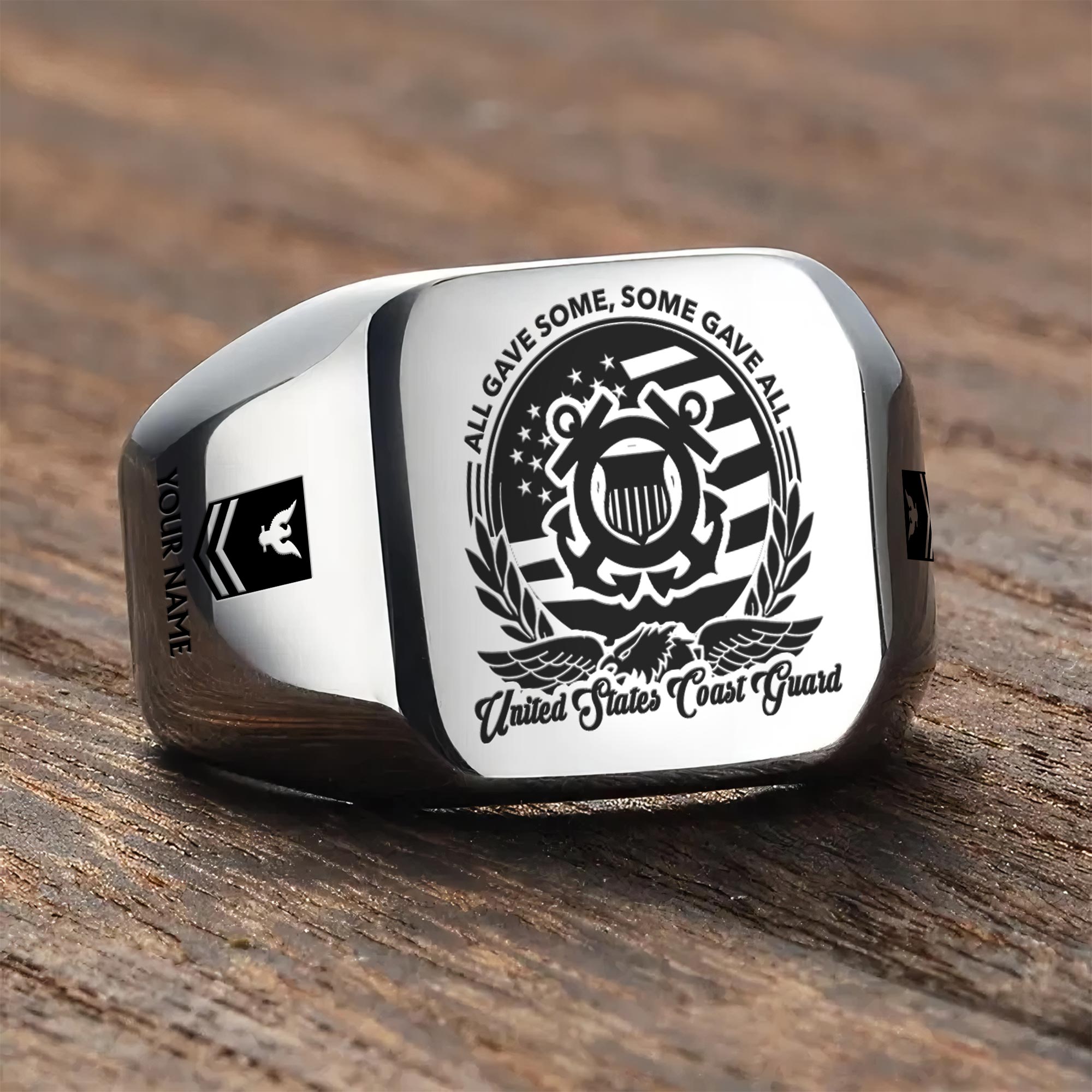 US Coast Guard, No One Gets Left Behind - Engraved Men's Ring - Image 3