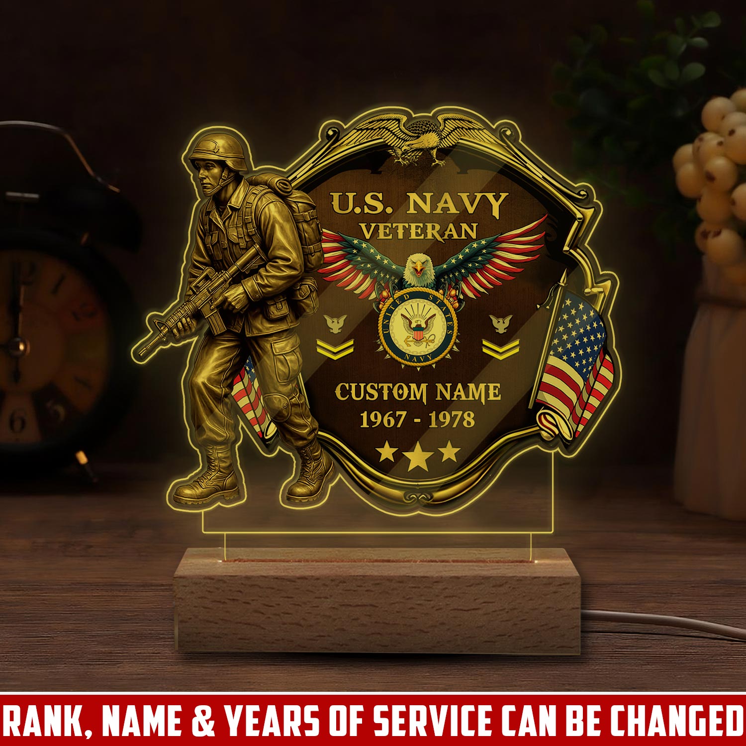 US Navy, No One Gets Left Behind - Personalized Led Lamp