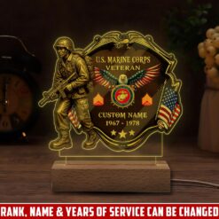 US Marine Corps, Honoring All Who Served - Personalized Led Lamp