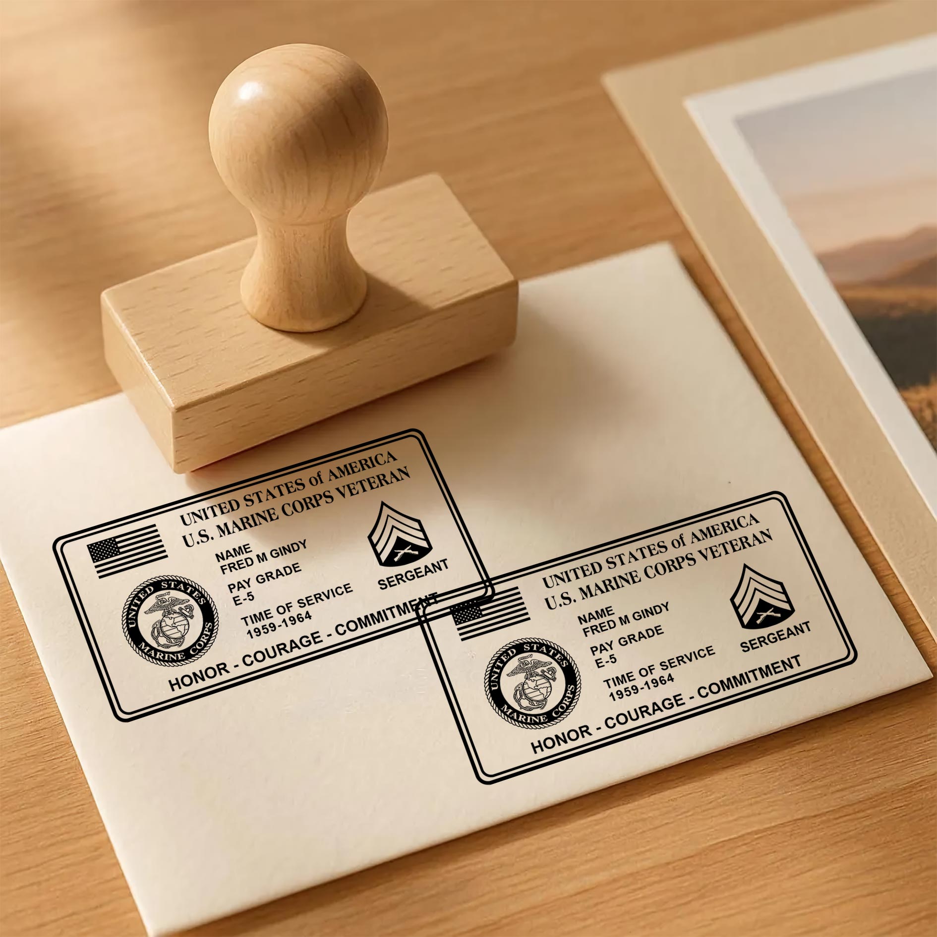 US Marine Corps, O 2 Marines First Lieutenant - Personalized Military Rectangular Wooden Stamp - Image 4