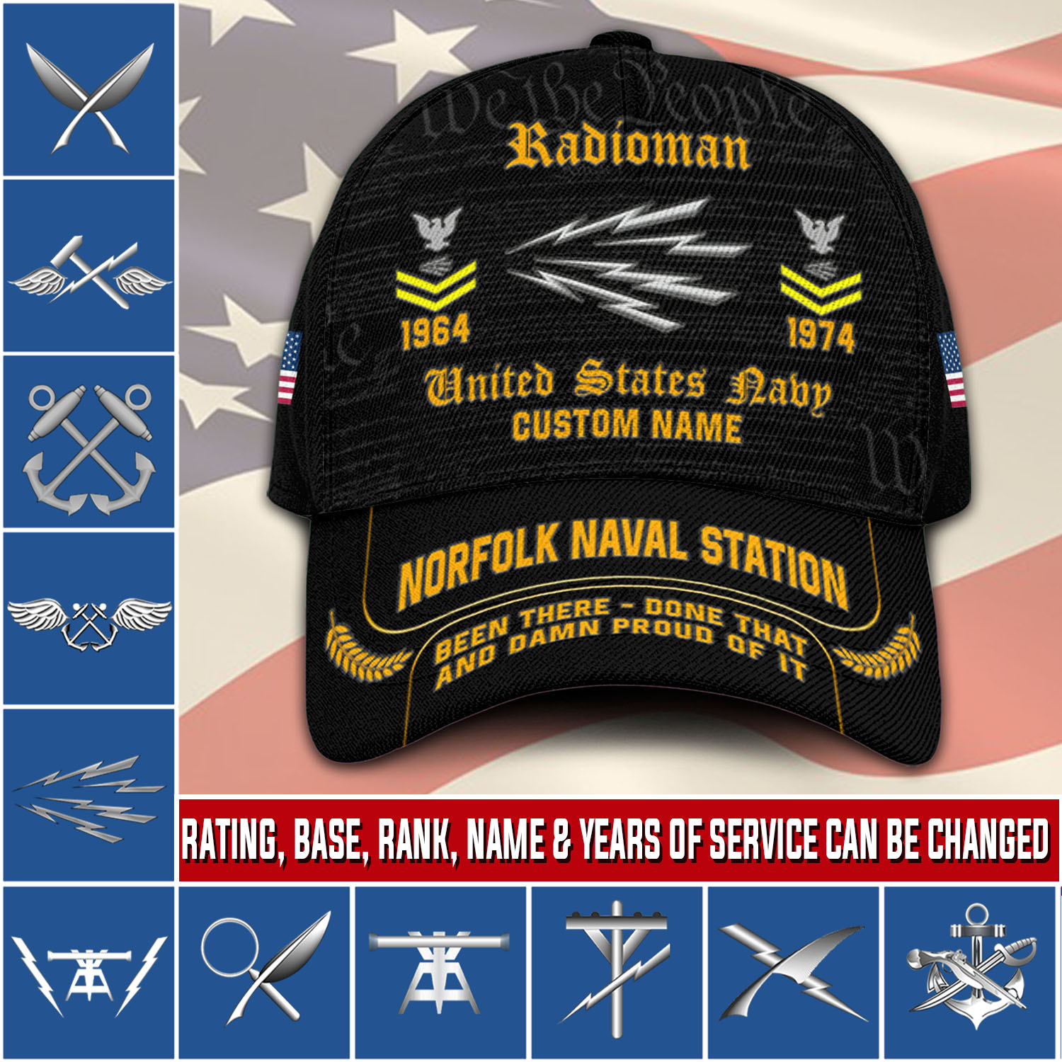 Navy Rating, E 8 Gold - Classic Cap