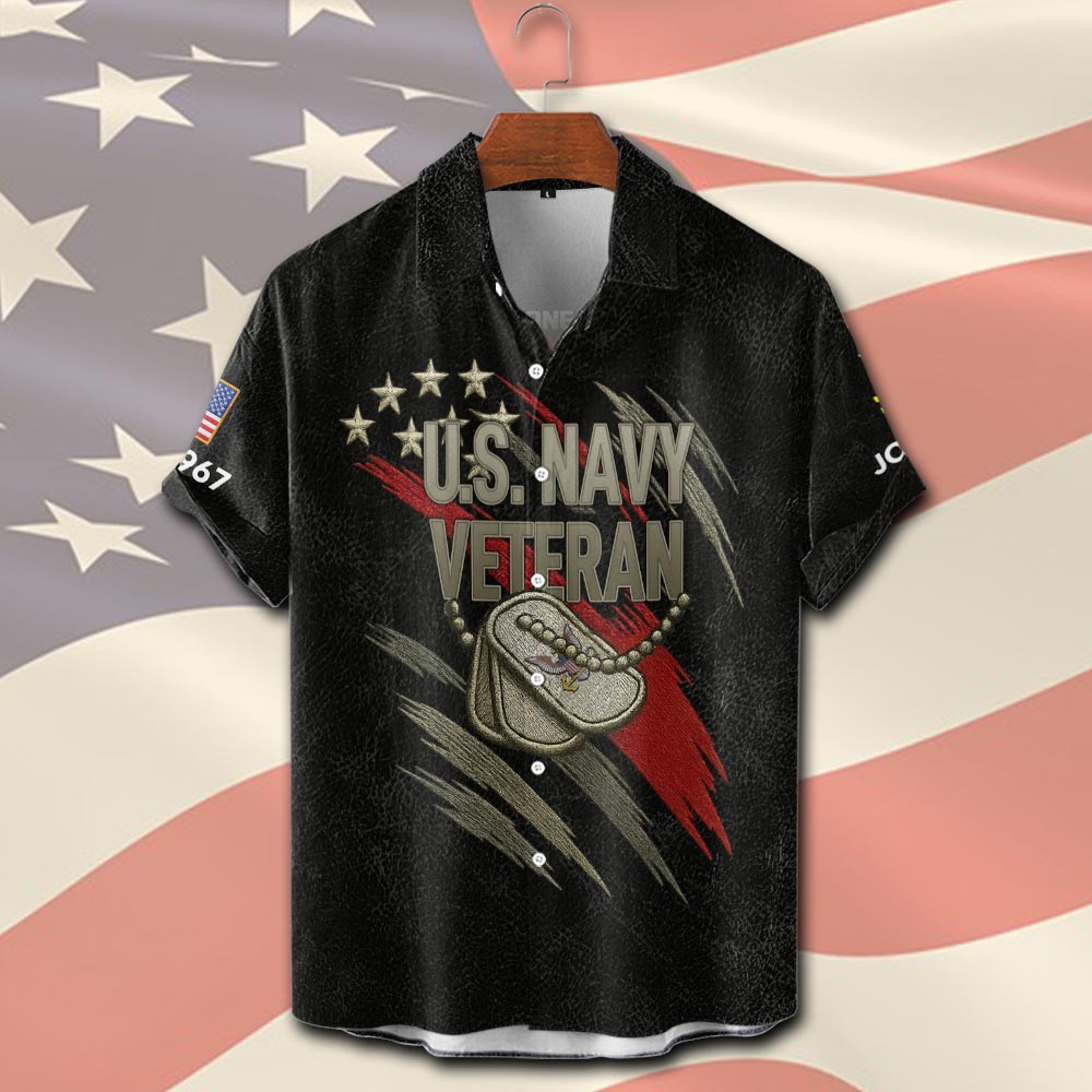 US Navy, Honor - Courage - Commitment - Short Sleeve Button Shirt - Image 2