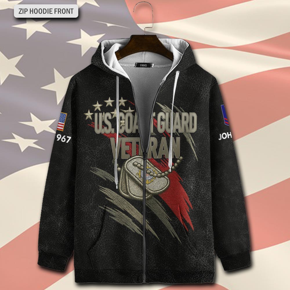 US Coast Guard, Born Ready - Zip Hoodie - Image 2