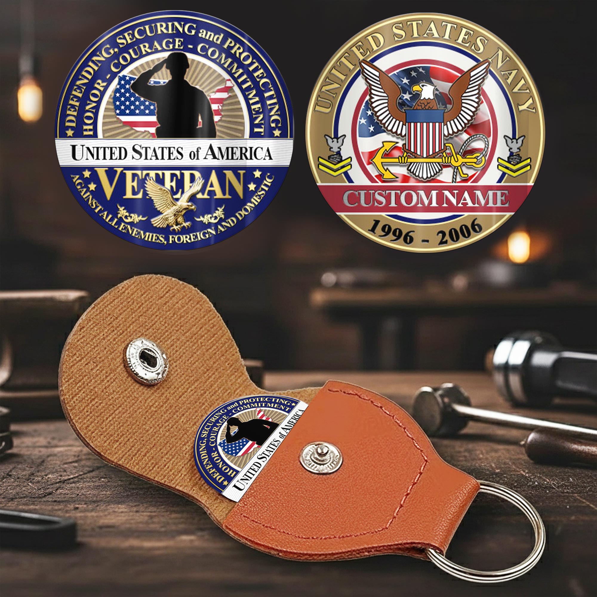 US Navy, American By Birth, Veteran By Choice - Military Printed Challenge Coin - Image 2