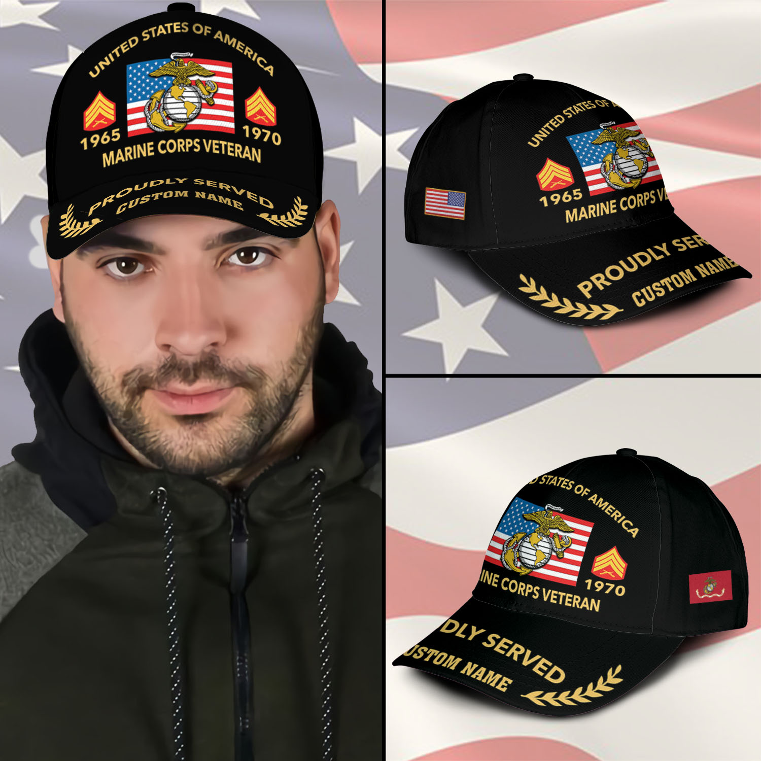 US Marine Corps, E 7 Marines Gunnery Sergeant - Classic Cap - Image 3