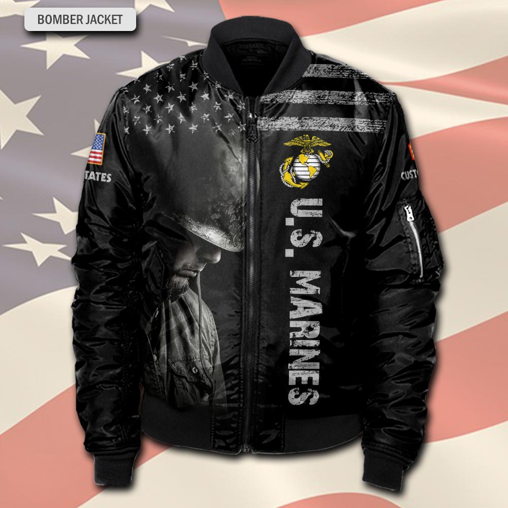 US Marine Corps, Proud Veteran - Bomber Jacket - Image 2