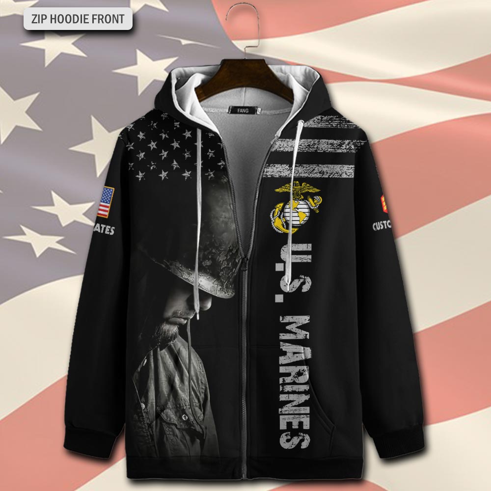 US Marine Corps, E 8 Marines First Sergeant - Zip Hoodie - Image 2