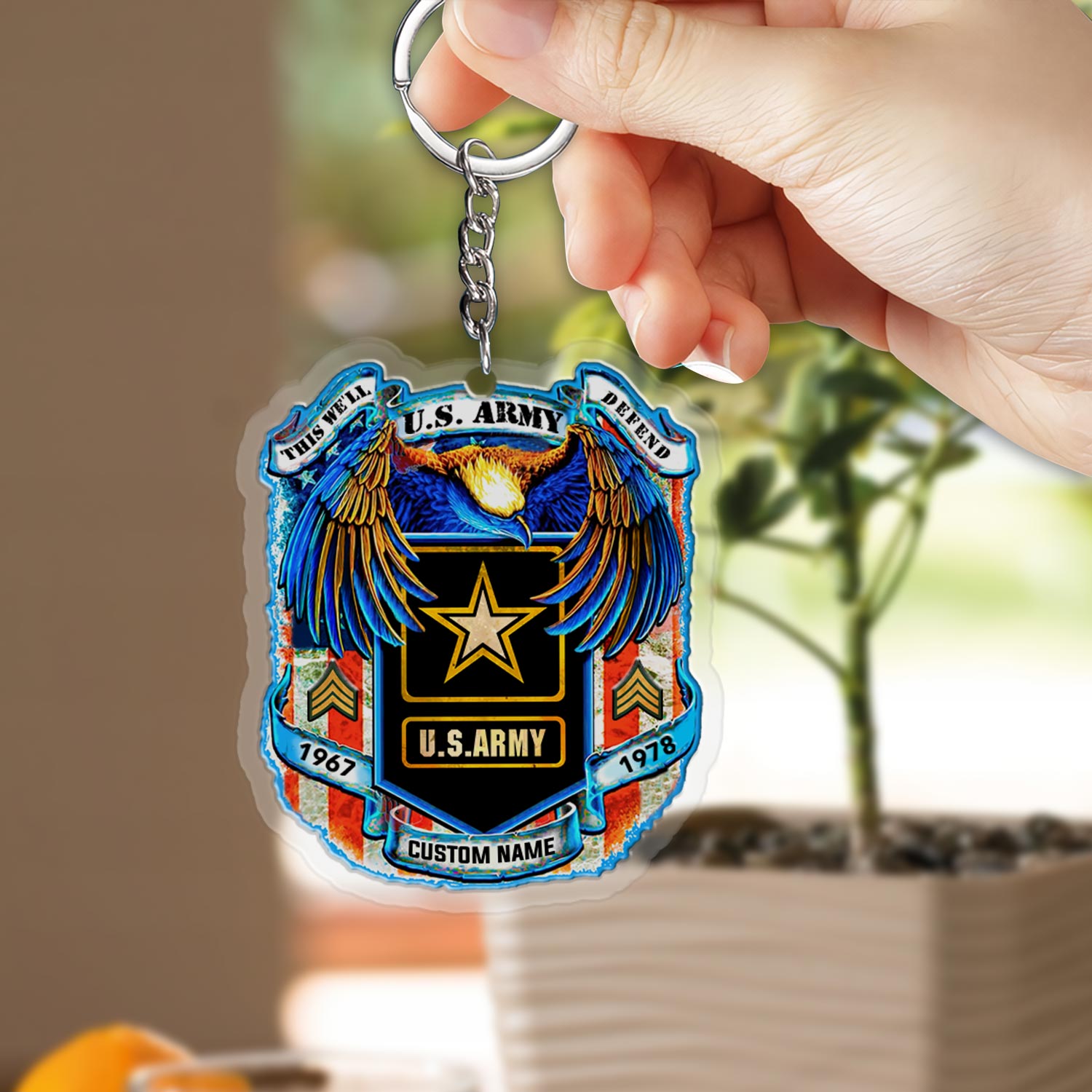 US Army, Freedom Over Fear - Acrylic Keychain - Image 2