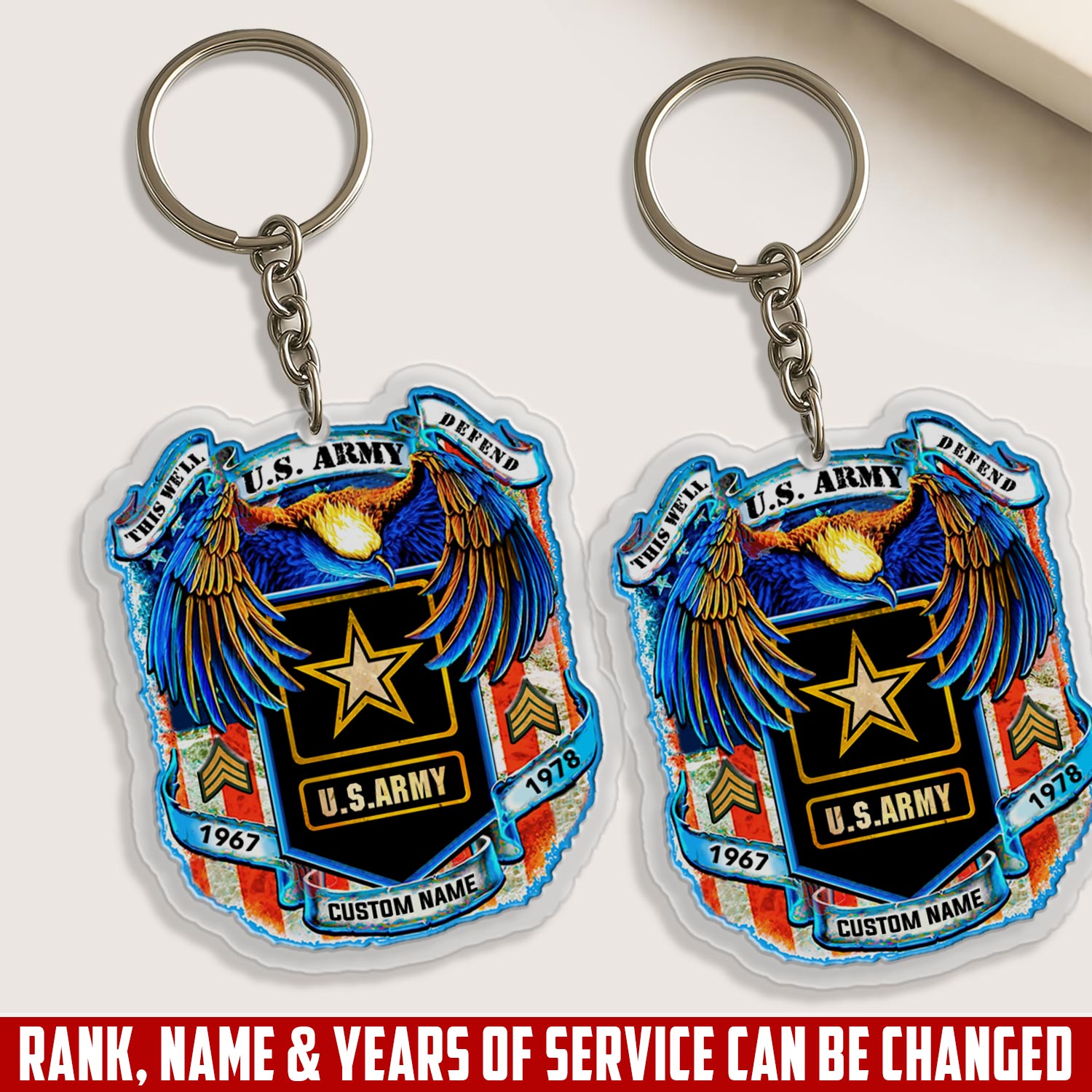 US Army, Freedom Over Fear - Acrylic Keychain