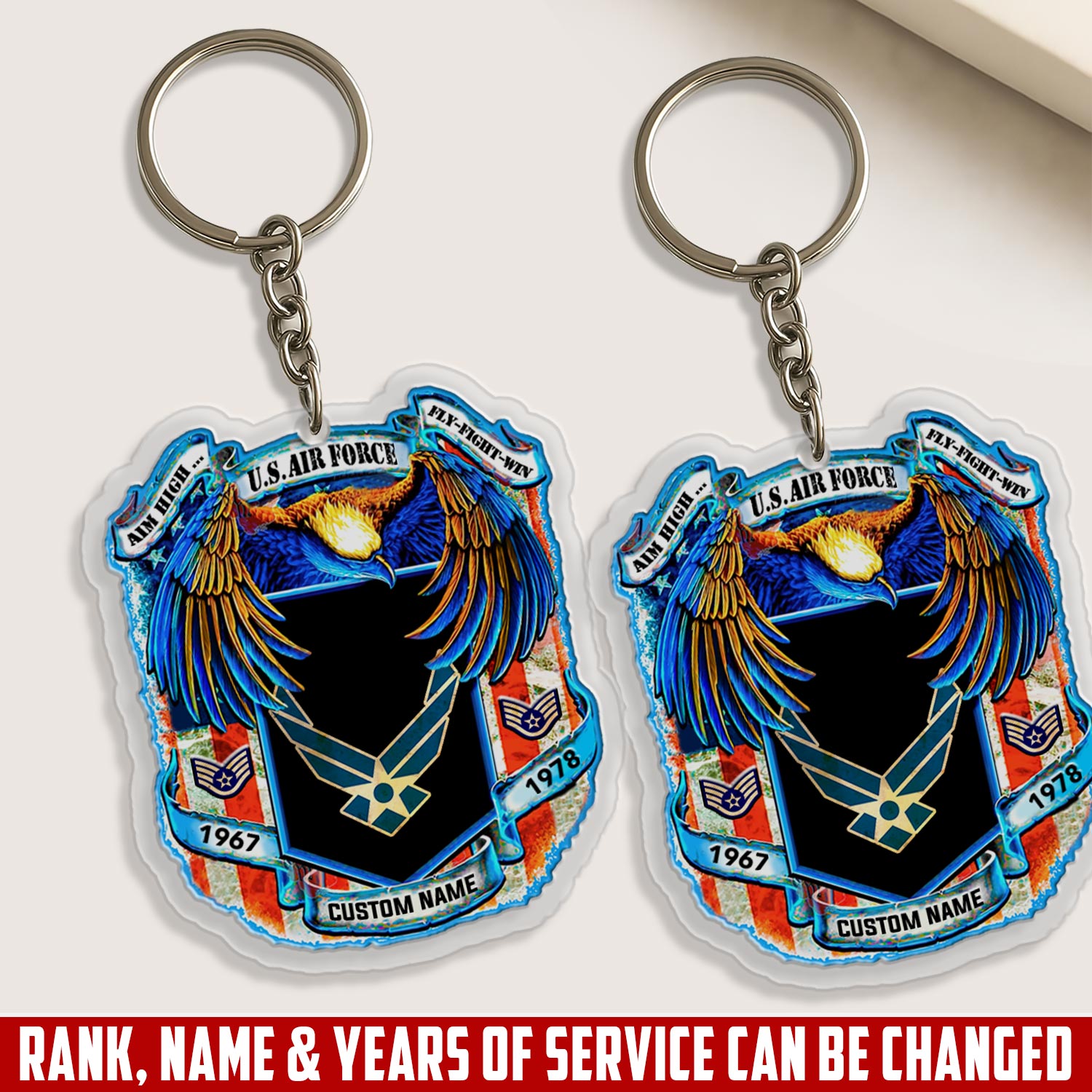 US Air Force, No One Fights Alone - Acrylic Keychain