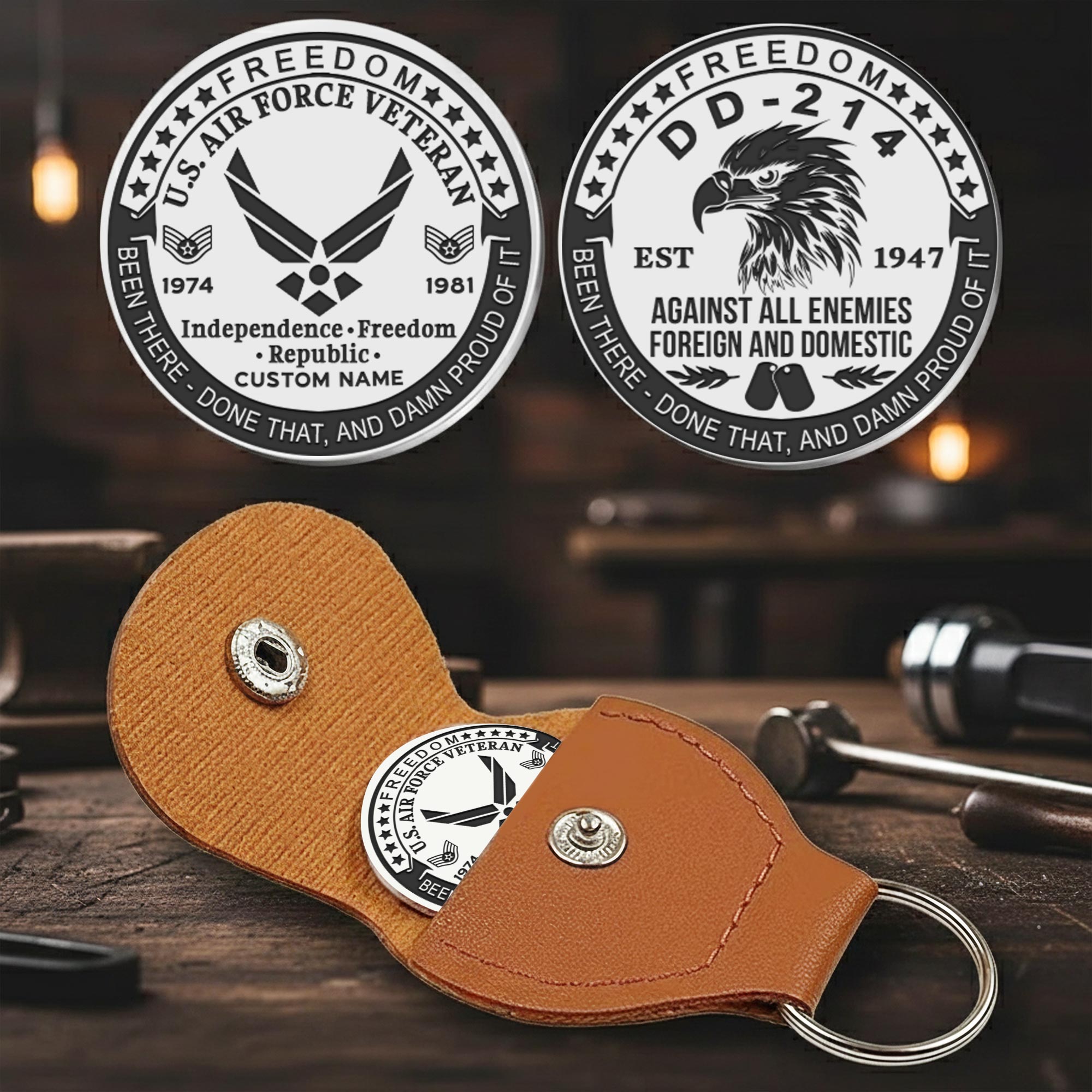 US Air Force, Thank a Veteran - Military Engraved Challenge Coin - Image 2