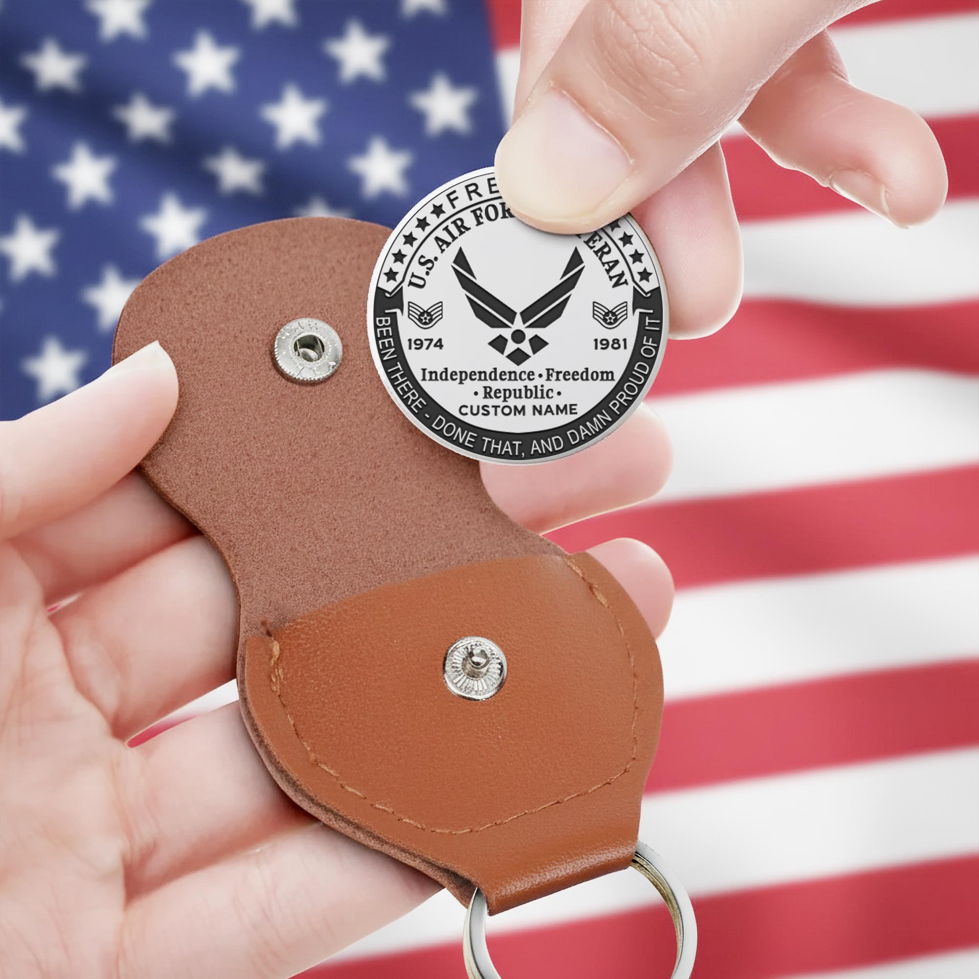 US Air Force, Thank a Veteran - Military Engraved Challenge Coin - Image 3