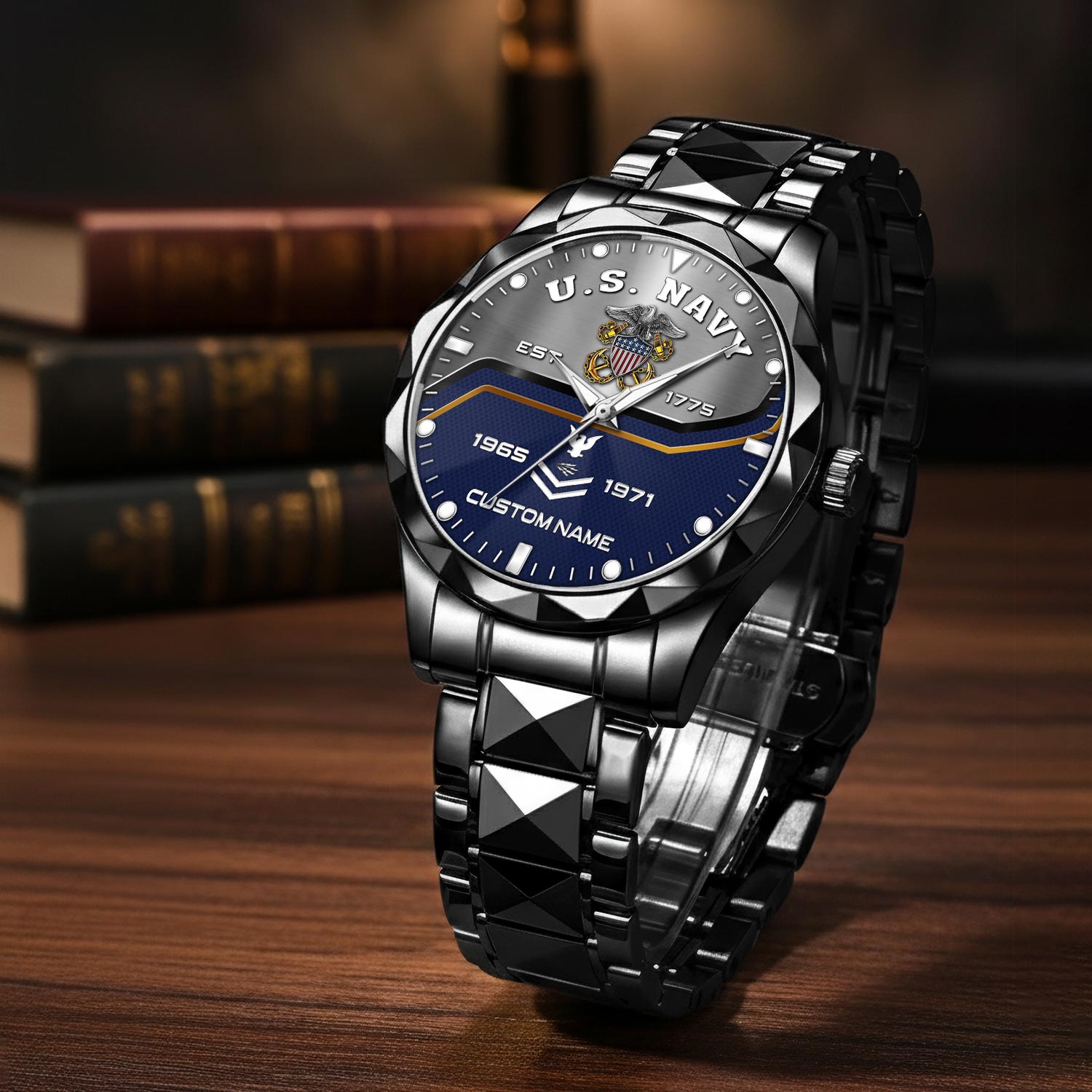 US Navy, Land Of The Free, Because Of The Brave - Diamond-Cut Bezel Watch - Image 3