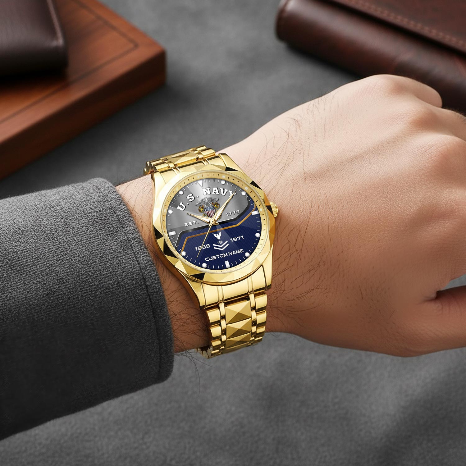 US Navy, Land Of The Free, Because Of The Brave - Diamond-Cut Bezel Watch - Image 5