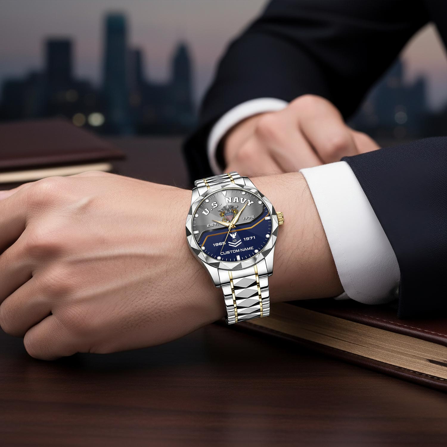 US Navy, Land Of The Free, Because Of The Brave - Diamond-Cut Bezel Watch - Image 6