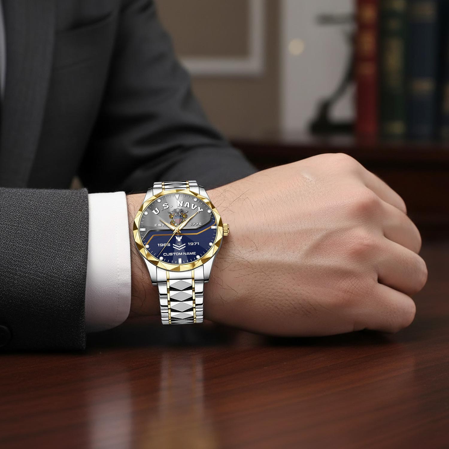 US Navy, Land Of The Free, Because Of The Brave - Diamond-Cut Bezel Watch - Image 7