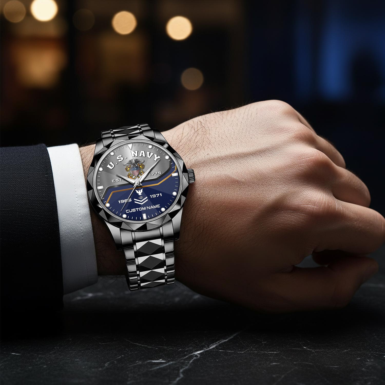 US Navy, Land Of The Free, Because Of The Brave - Diamond-Cut Bezel Watch - Image 8