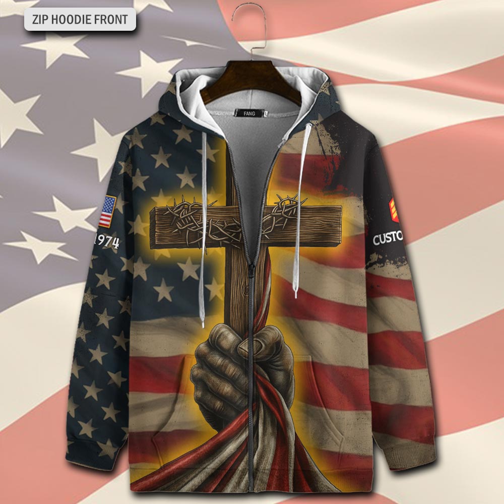 US Marine Corps, Proud Veteran - Zip Hoodie - Image 2