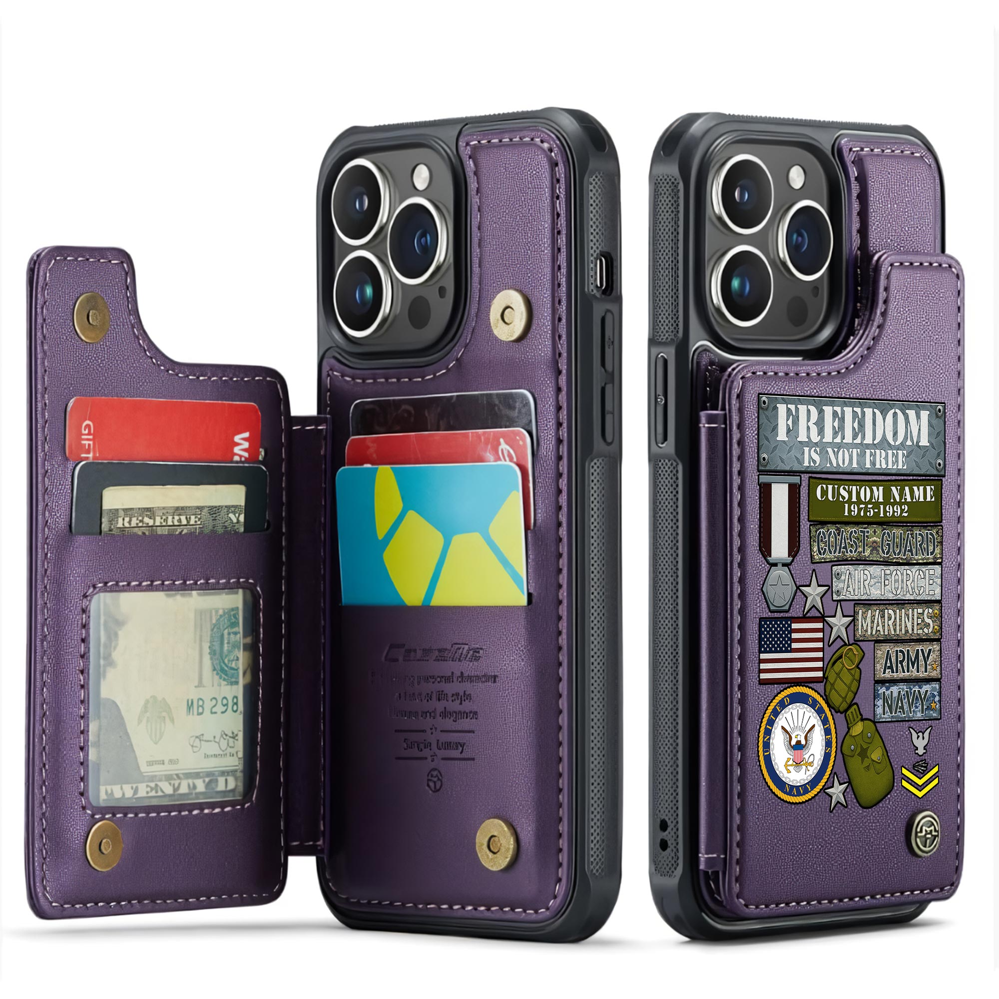 US Navy, Served With Pride - Leather Flip Phone Case - Image 6