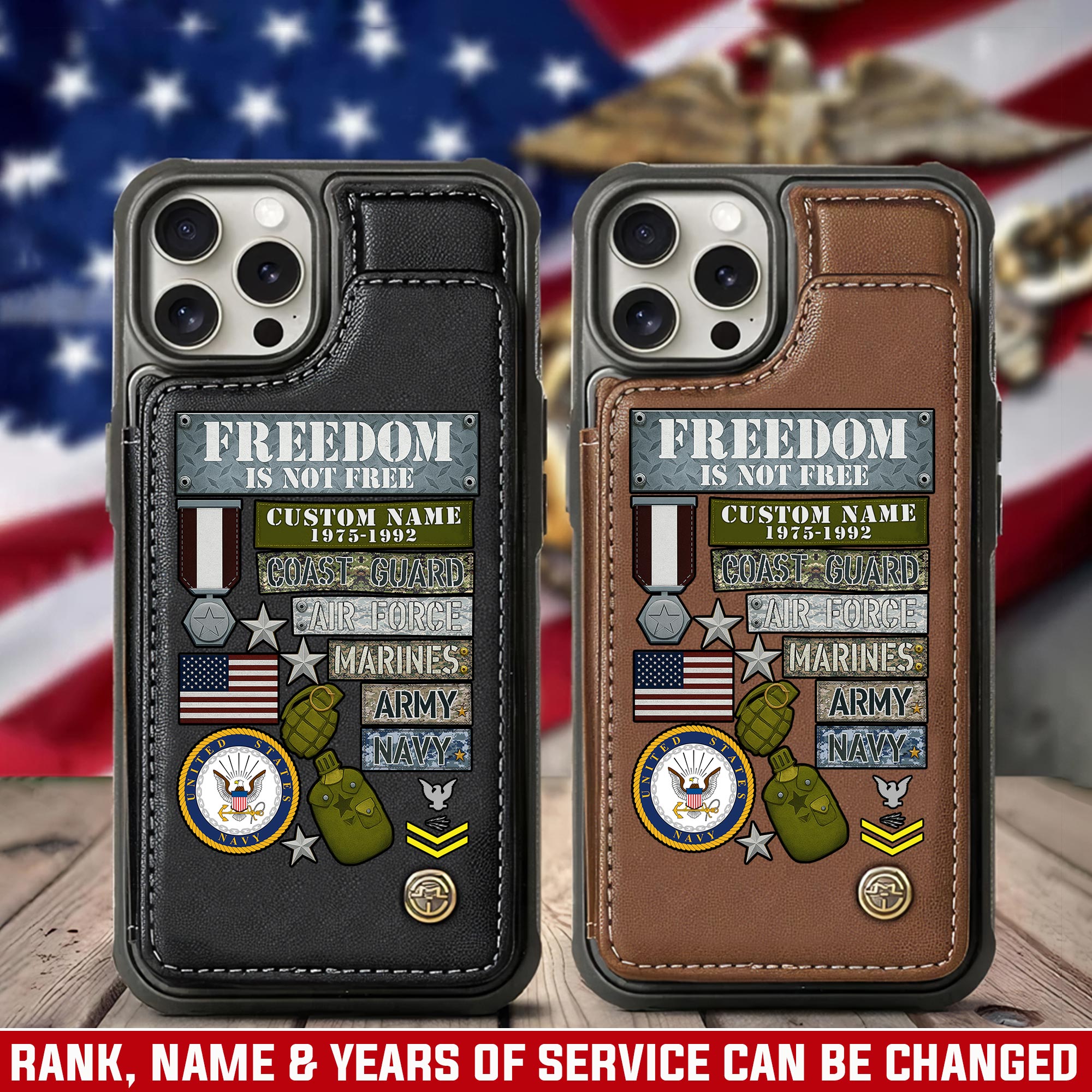 US Navy, Served With Pride - Leather Flip Phone Case