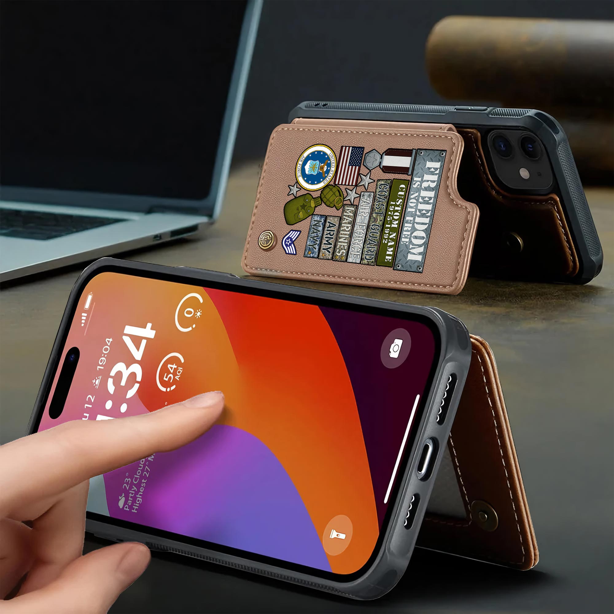 US Air Force , No One Fights Alone - Leather Flip Phone Case - Image 3