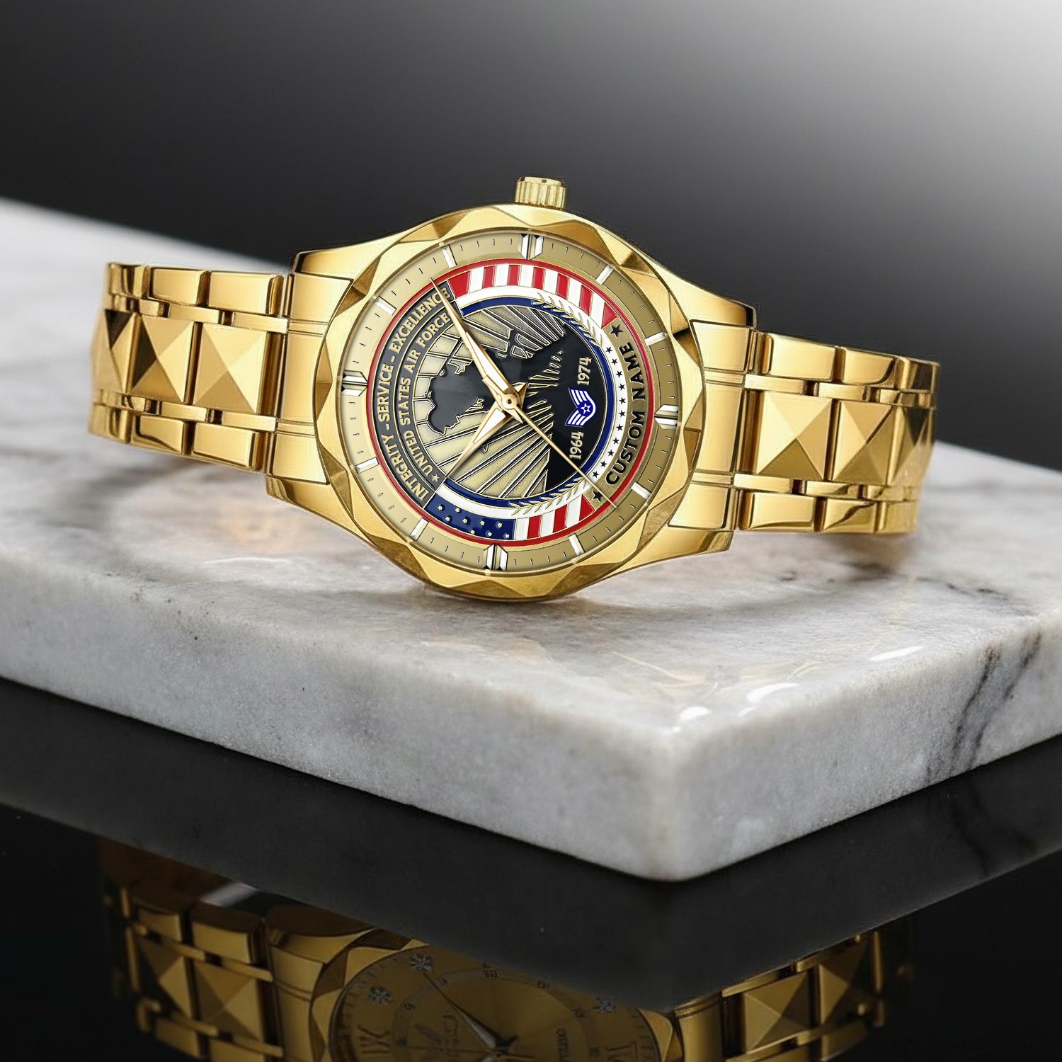 US Air Force, Life And Pride - Diamond-Cut Bezel Watch - Image 2