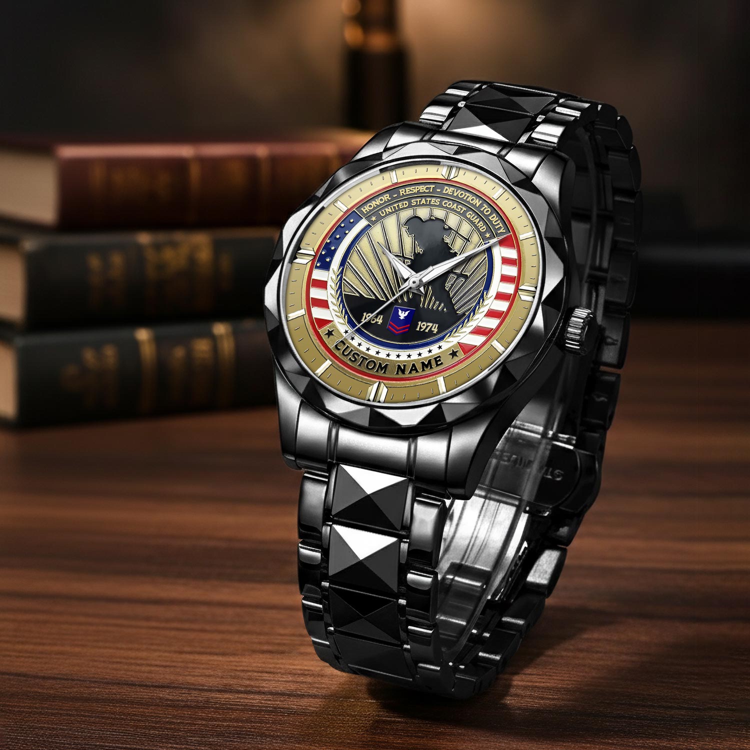 US Coast Guard, Honor The Fallen - Diamond-Cut Bezel Watch - Image 3