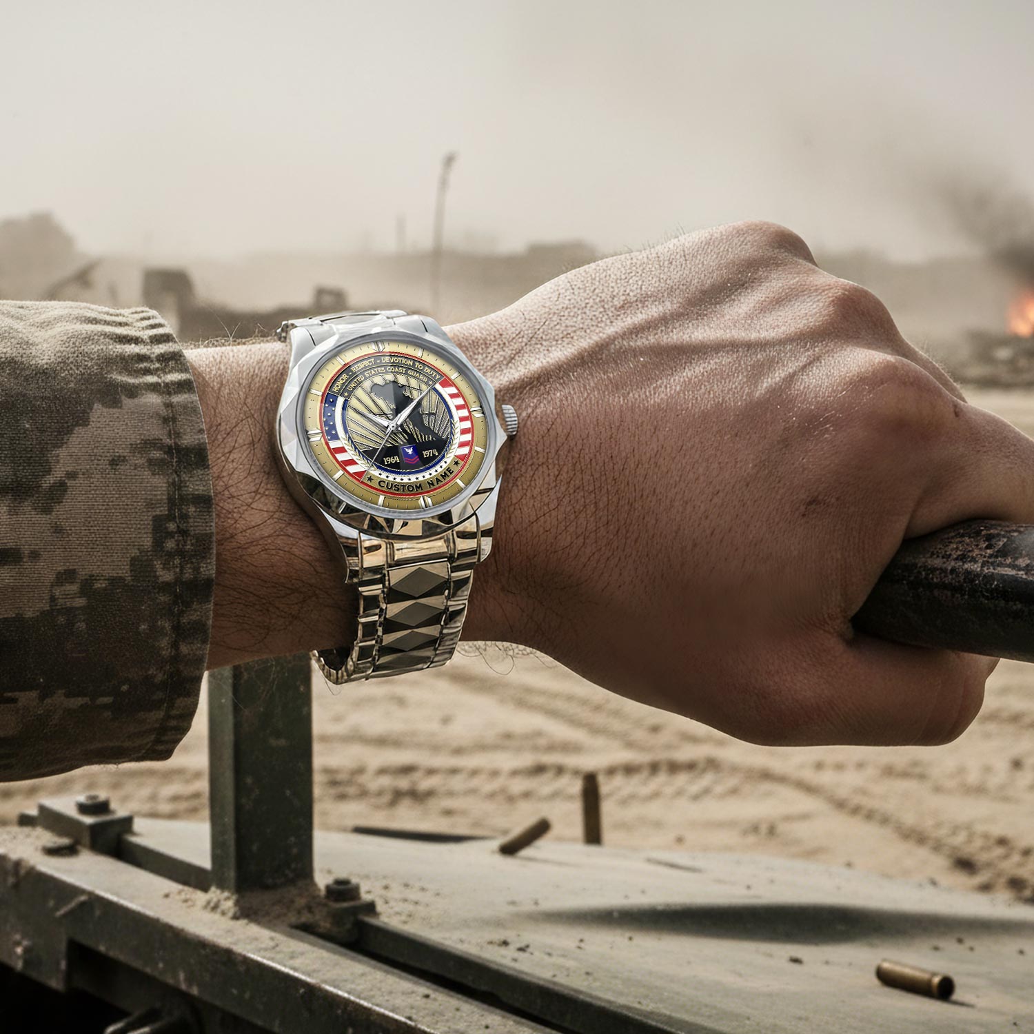 US Coast Guard, Honor The Fallen - Diamond-Cut Bezel Watch - Image 4