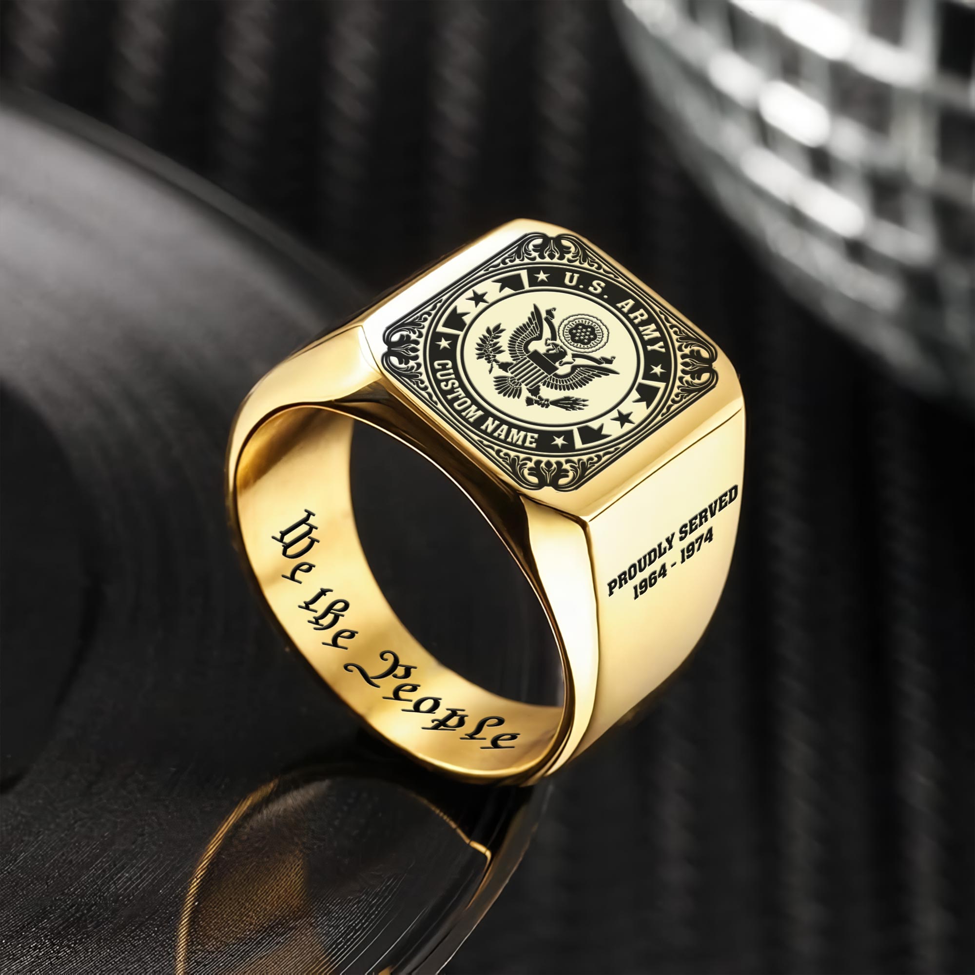 US Army, Always Remember, Never Forget - Engraved Men's Ring - Image 2