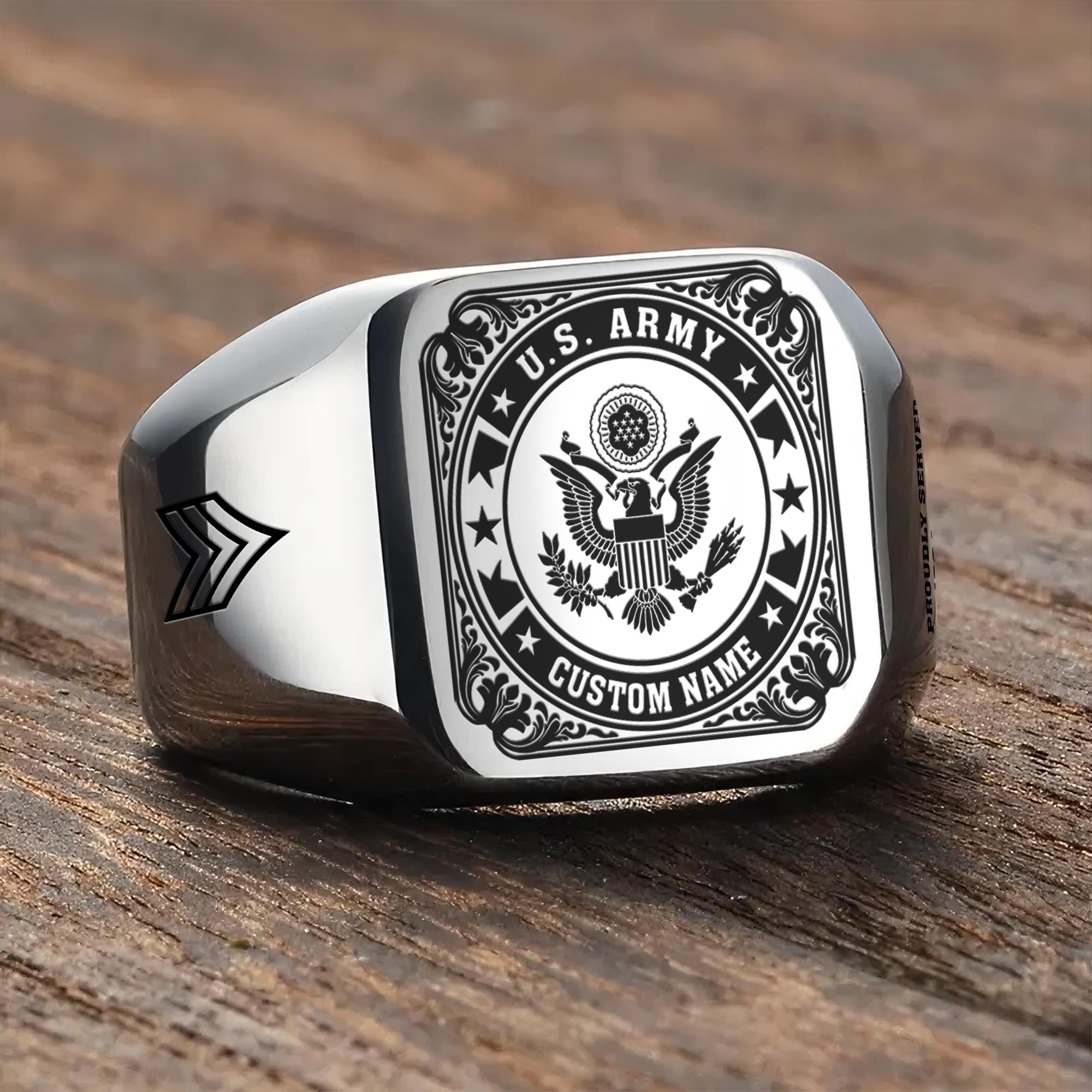 US Army, Always Remember, Never Forget - Engraved Men's Ring - Image 3