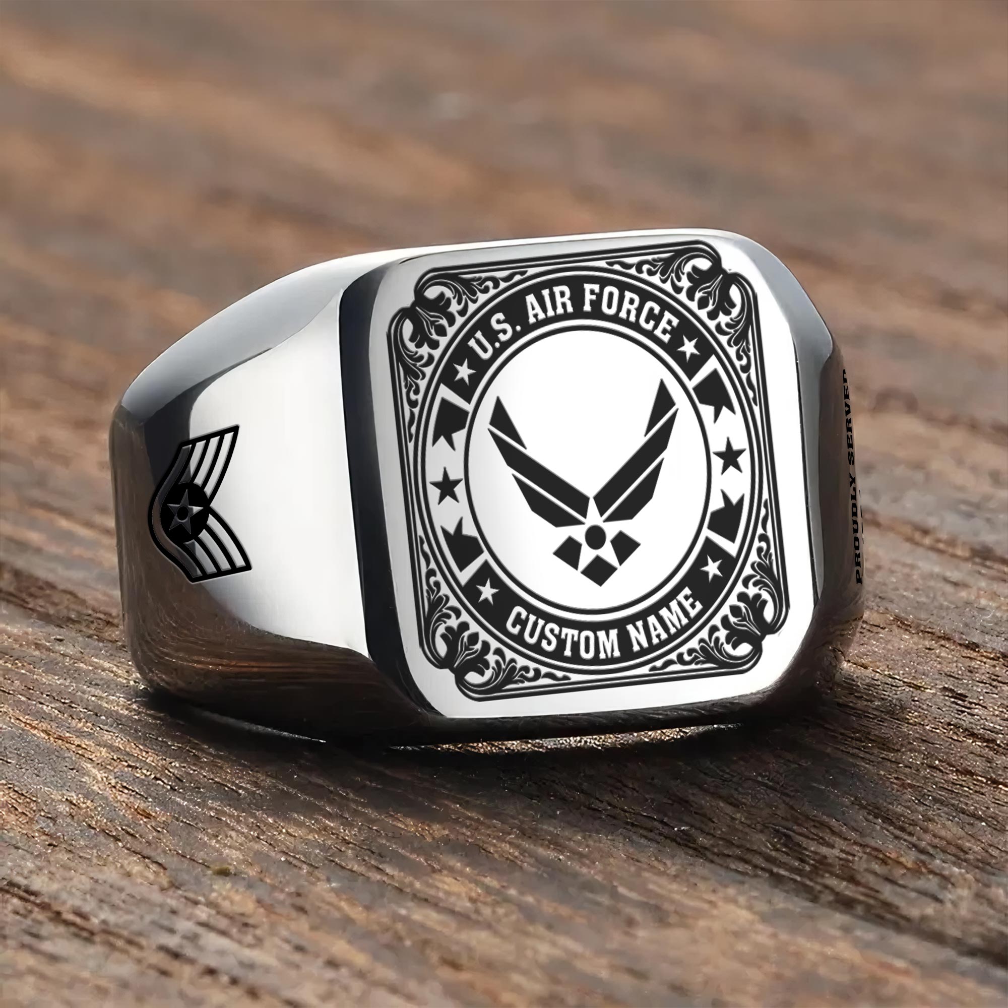 US Air Force , Proud To Have Served - Engraved Men's Ring - Image 3