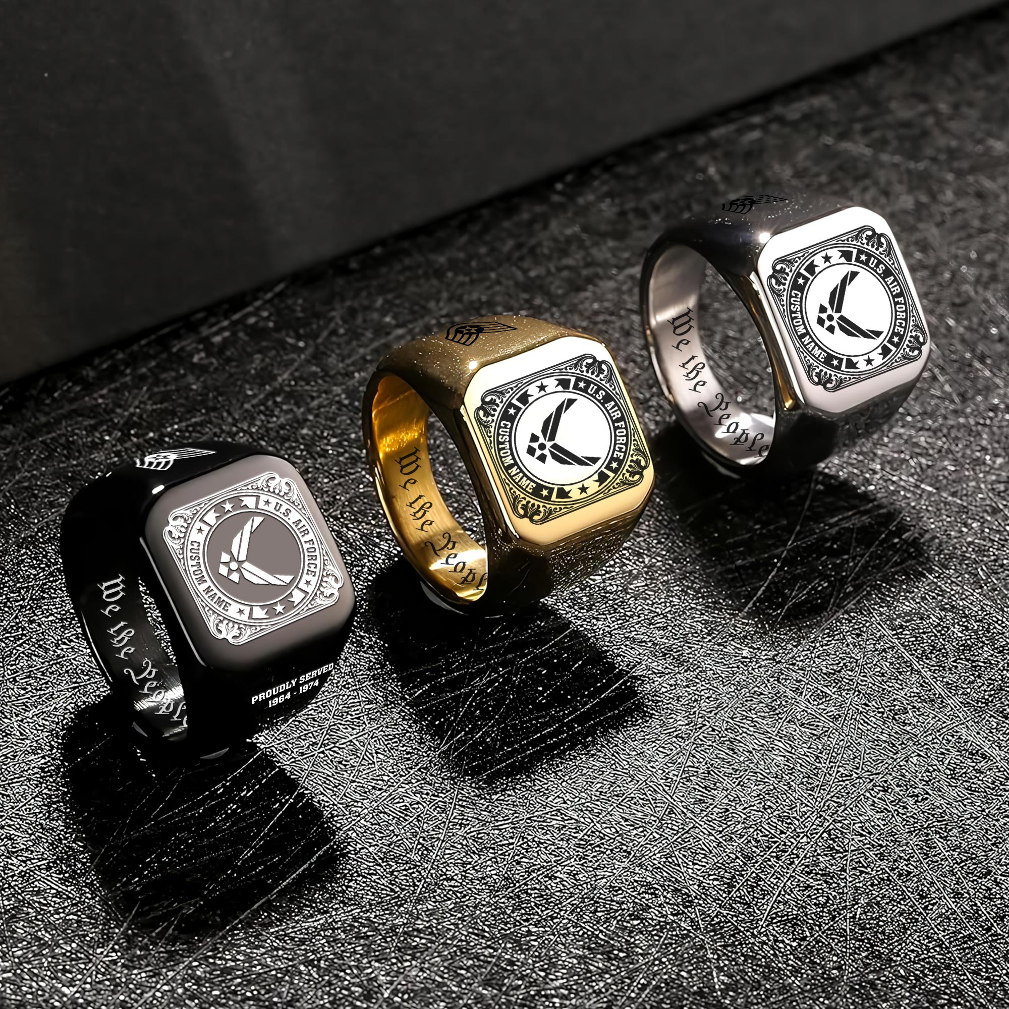 US Air Force , Proud To Have Served - Engraved Men's Ring - Image 7