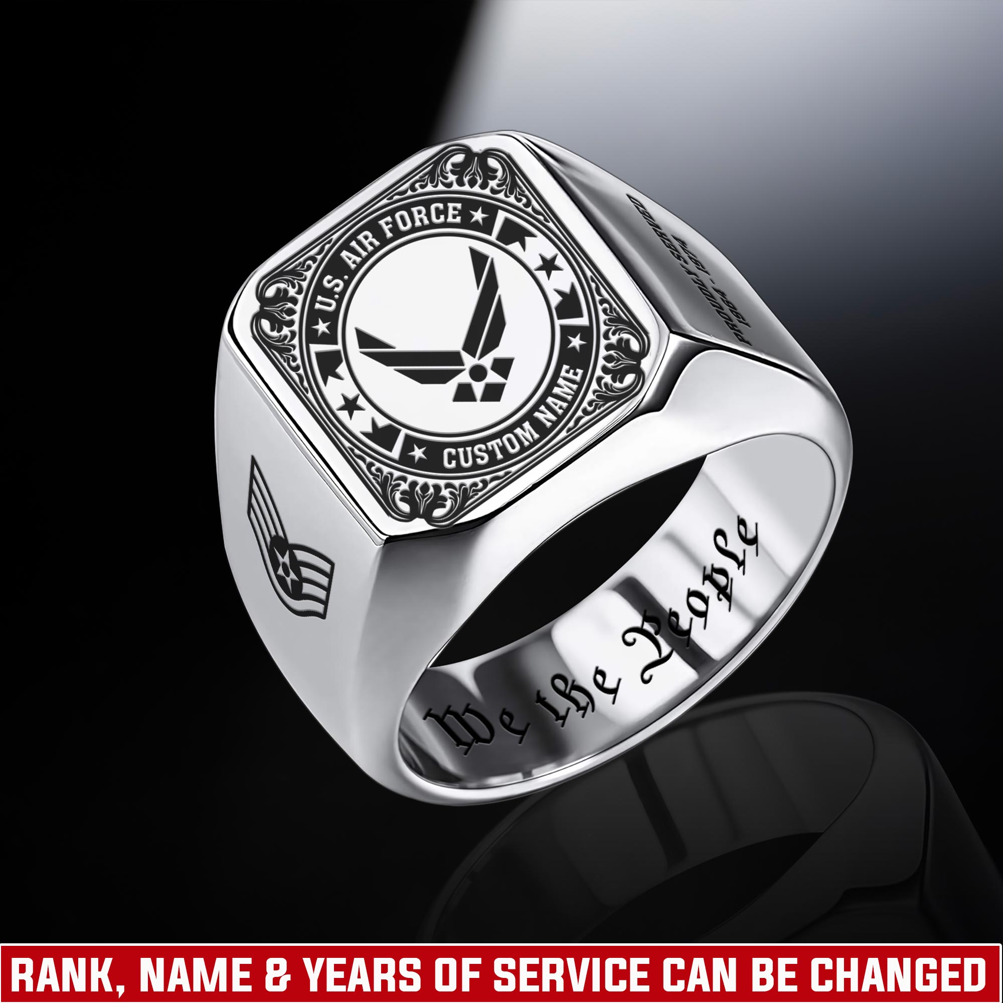 US Air Force , Proud To Have Served - Engraved Men's Ring