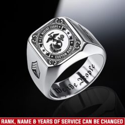 US Marine Corps, Land Of The Free, Because Of The Brave - Engraved Men's Ring