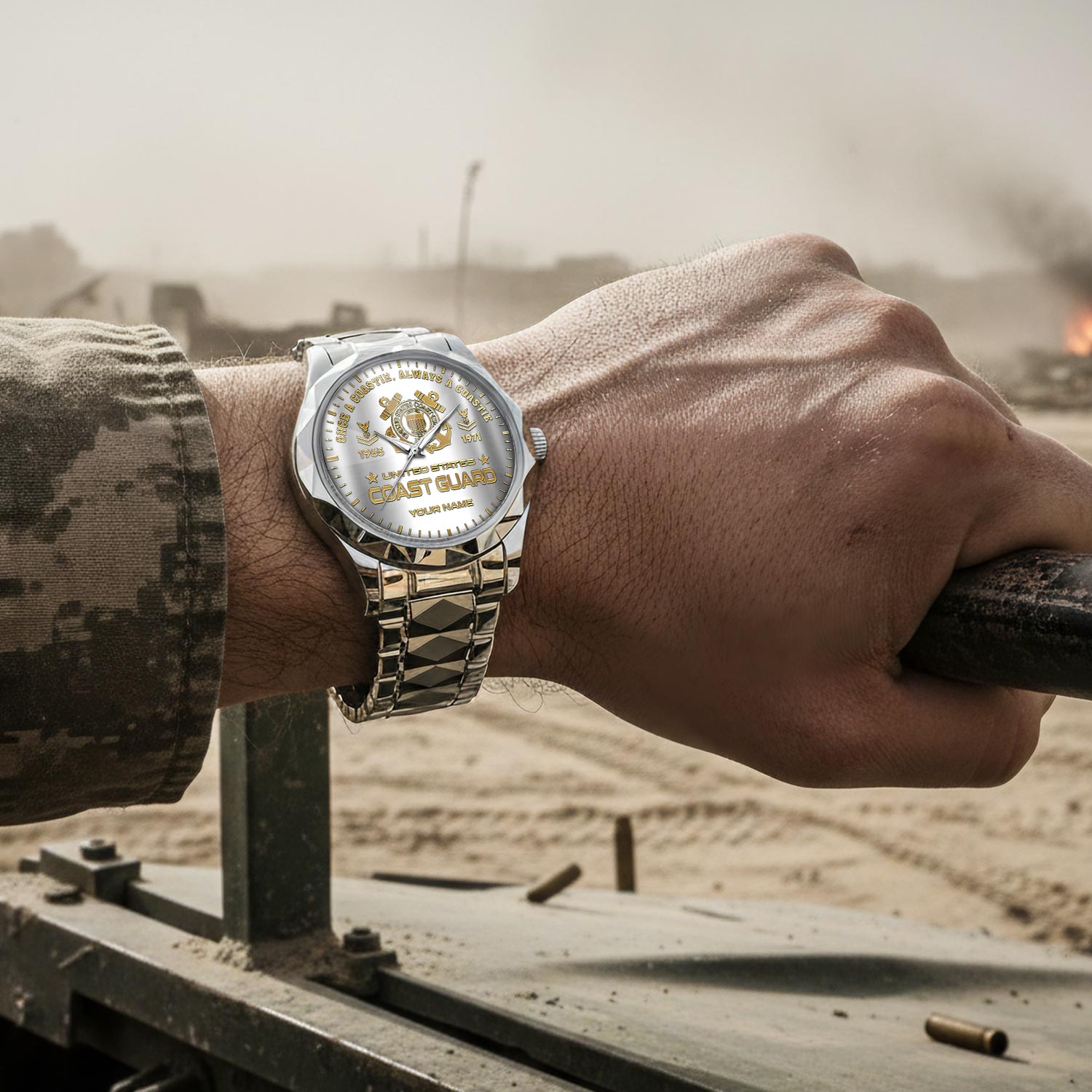 US Coast Guard, Honor The Fallen - Diamond-Cut Bezel Watch - Image 4